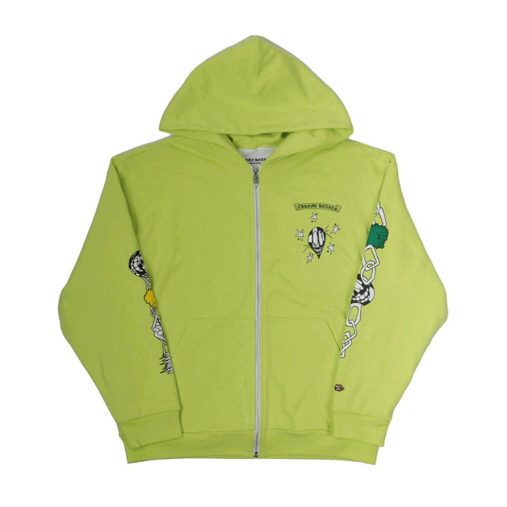Chrome Hearts Matty Boy Thermal Lined Lime Zip up Hoodie — SAINTMRKT