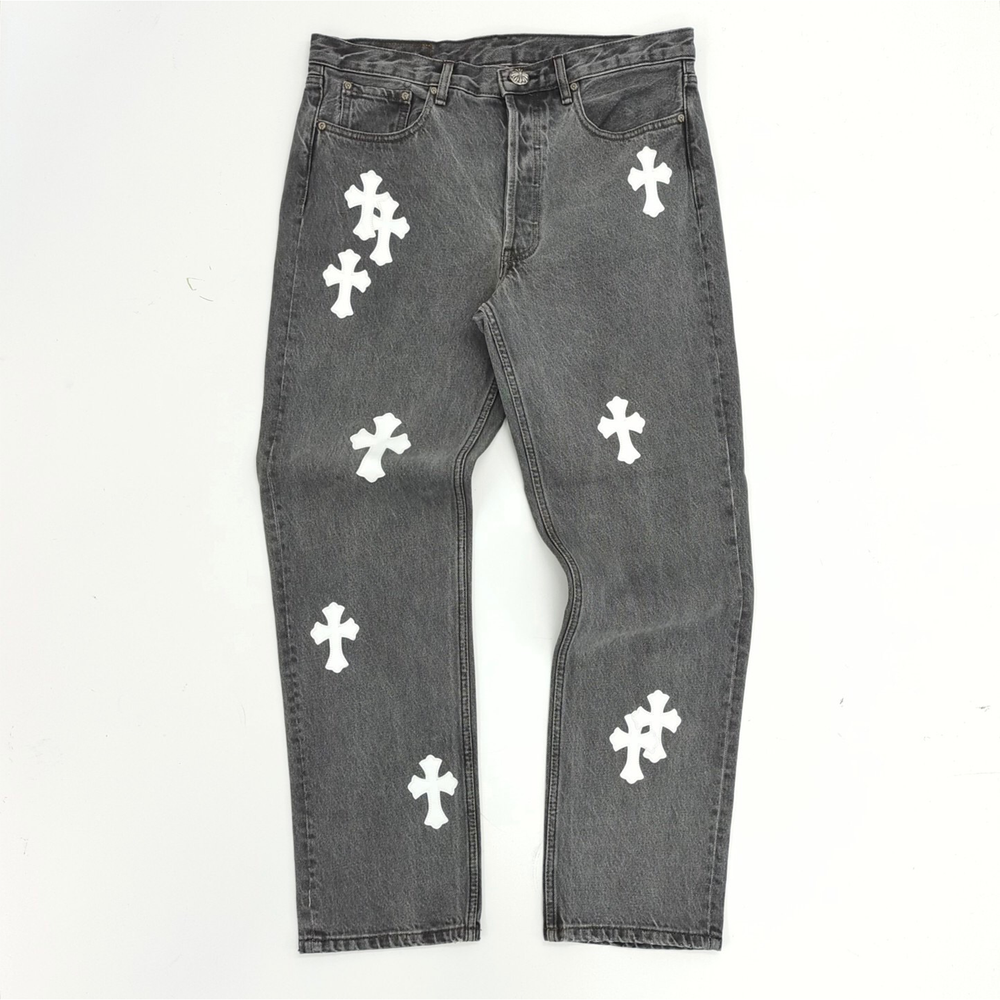 Chrome Hearts Gray Patched Levis Jeans — SAINTMRKT