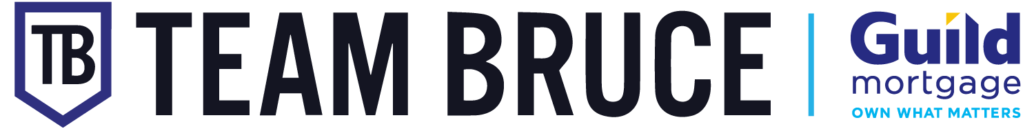 Logo for Team Bruce and Guild Mortgage, with the slogan "Own What Matters".