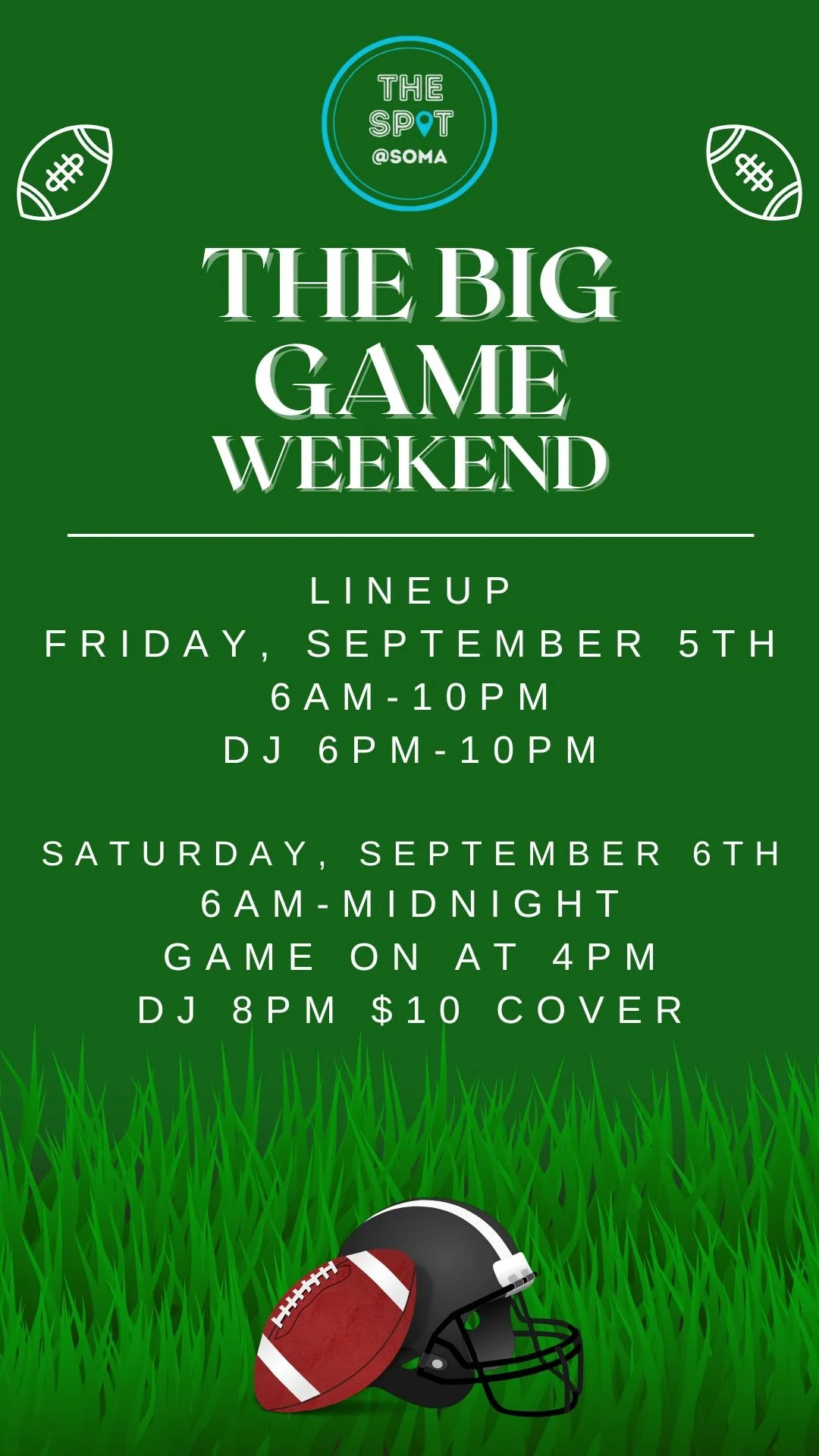 Special Hours this weekend at The Spot