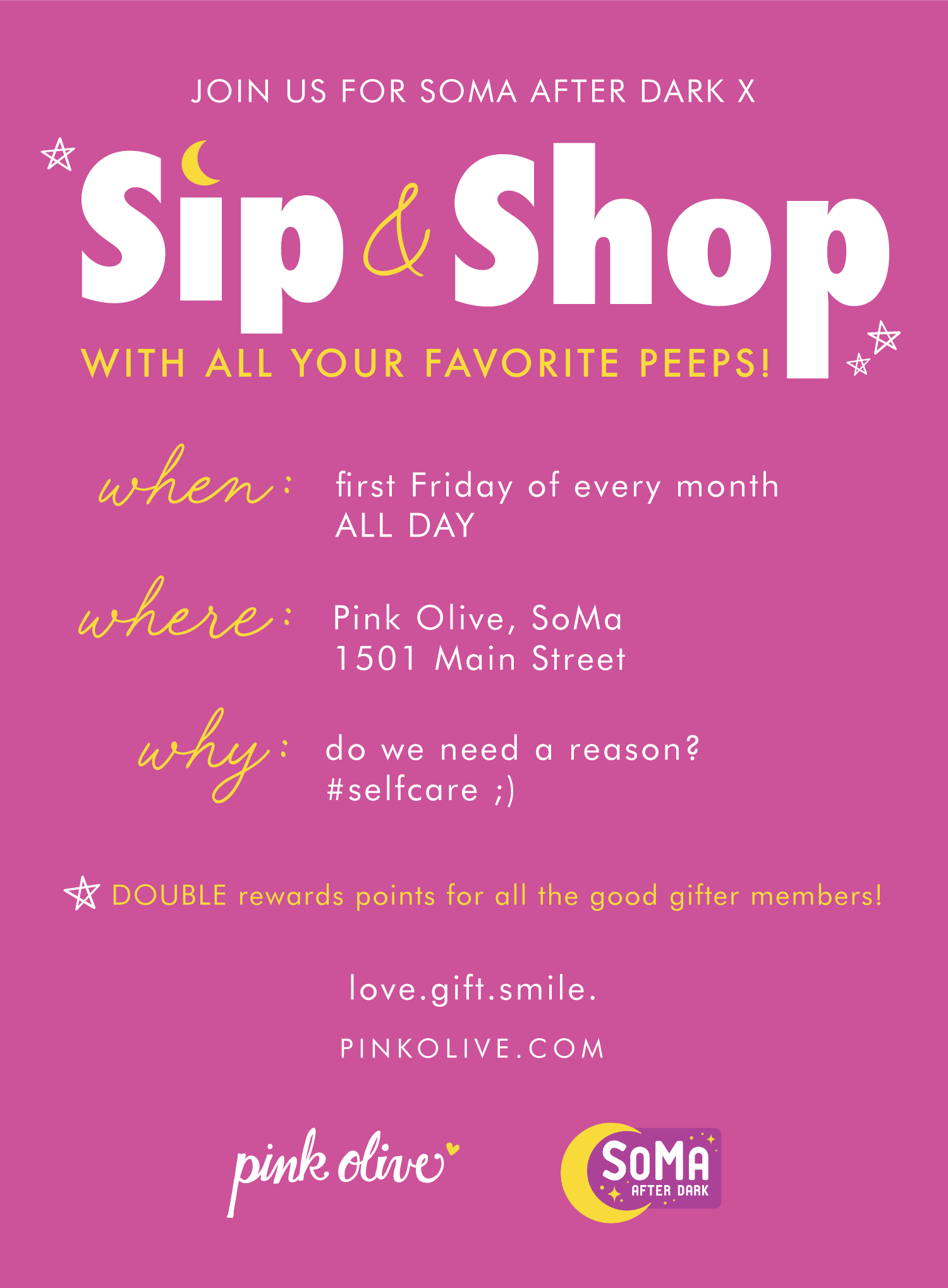 SoMa After Dark Event at Pink Olive!