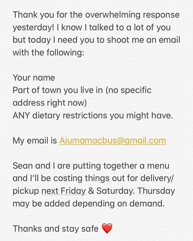 If you are interested in family meals, read up and shoot me an email ❤️#stayhome #stayhealthy #staysafe