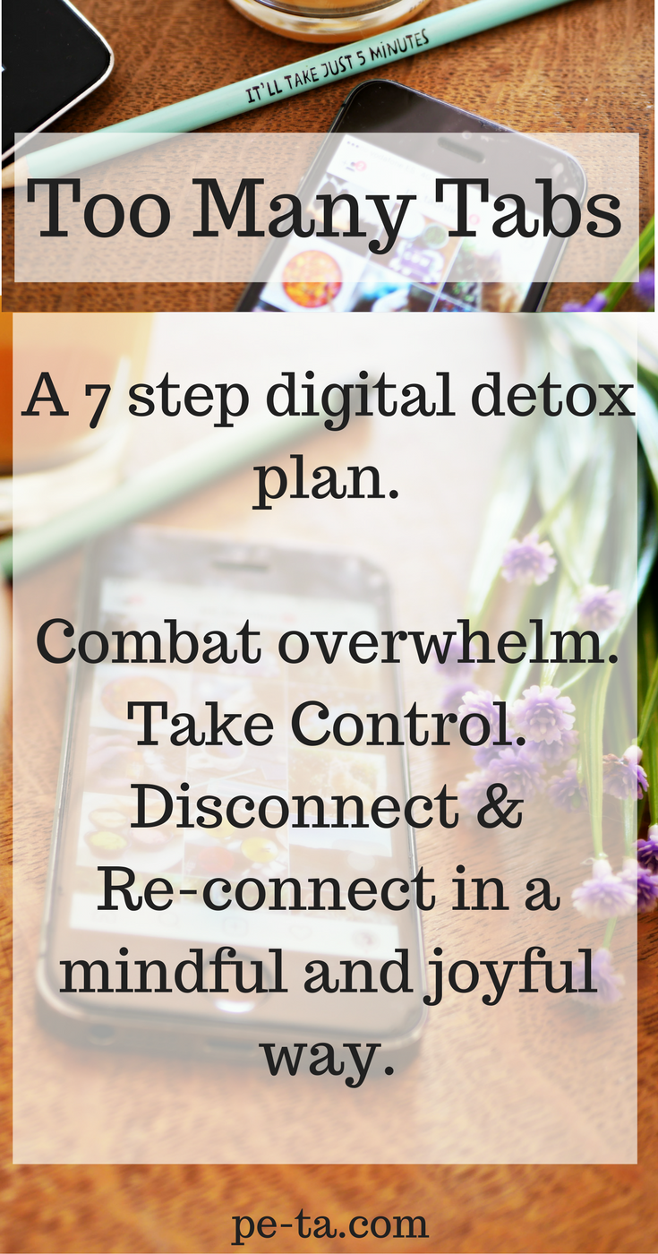Too Many Tabs - A 7 Step Digital Detox Plan. Download the e-book on pe-ta.com