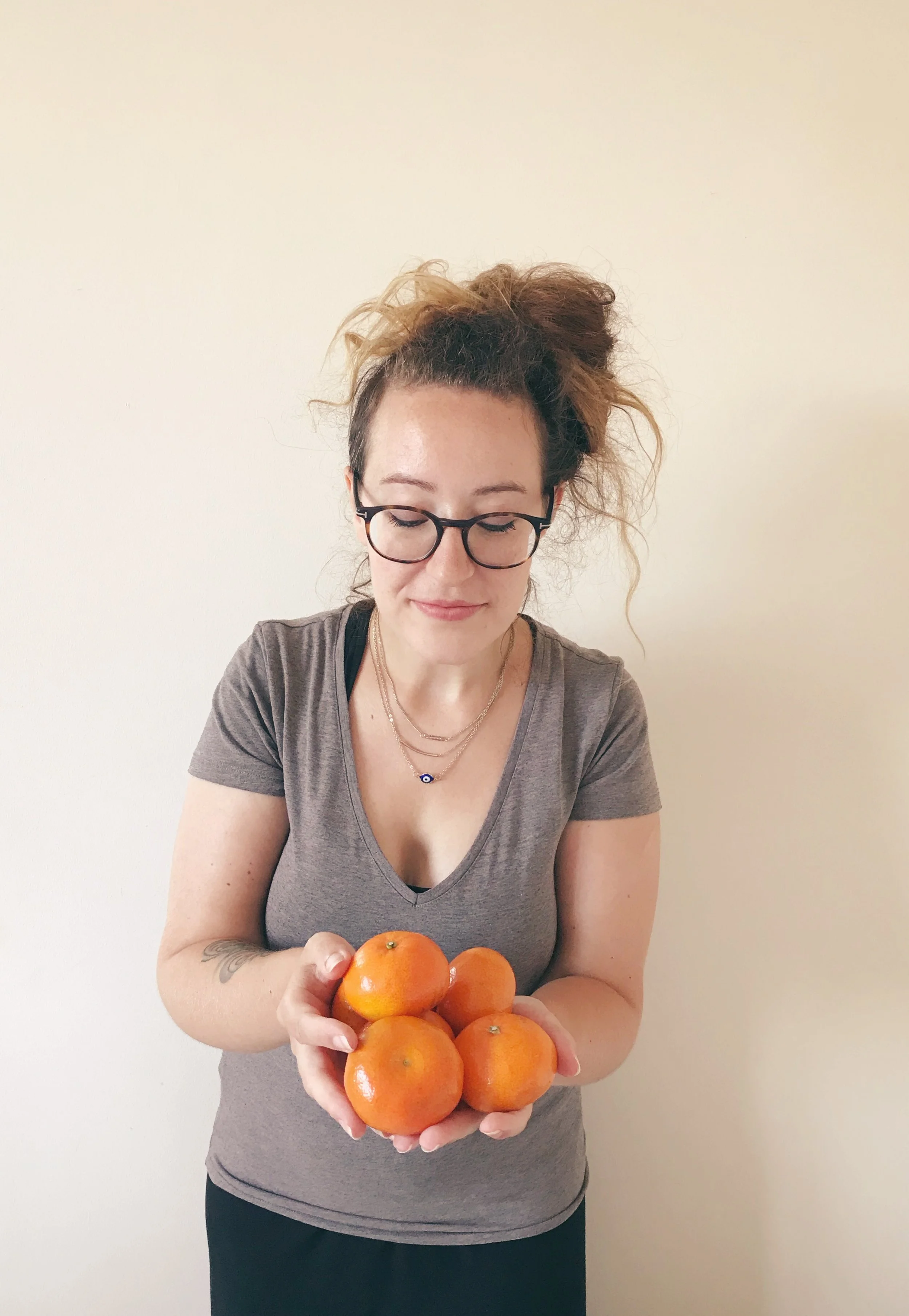 My favourite feel good snack is clementines because they give me the opportunity to take a mindful moment. I find peeling them whilst working at my desk quite meditative, as it allows me to take a few minutes away from whatever I'm doing to focus on nothing but peeling and eating - perfection. Kat Nichols - Blue Jay Of Happiness