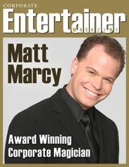  On the cover of Corporate Entertainer Magazine 