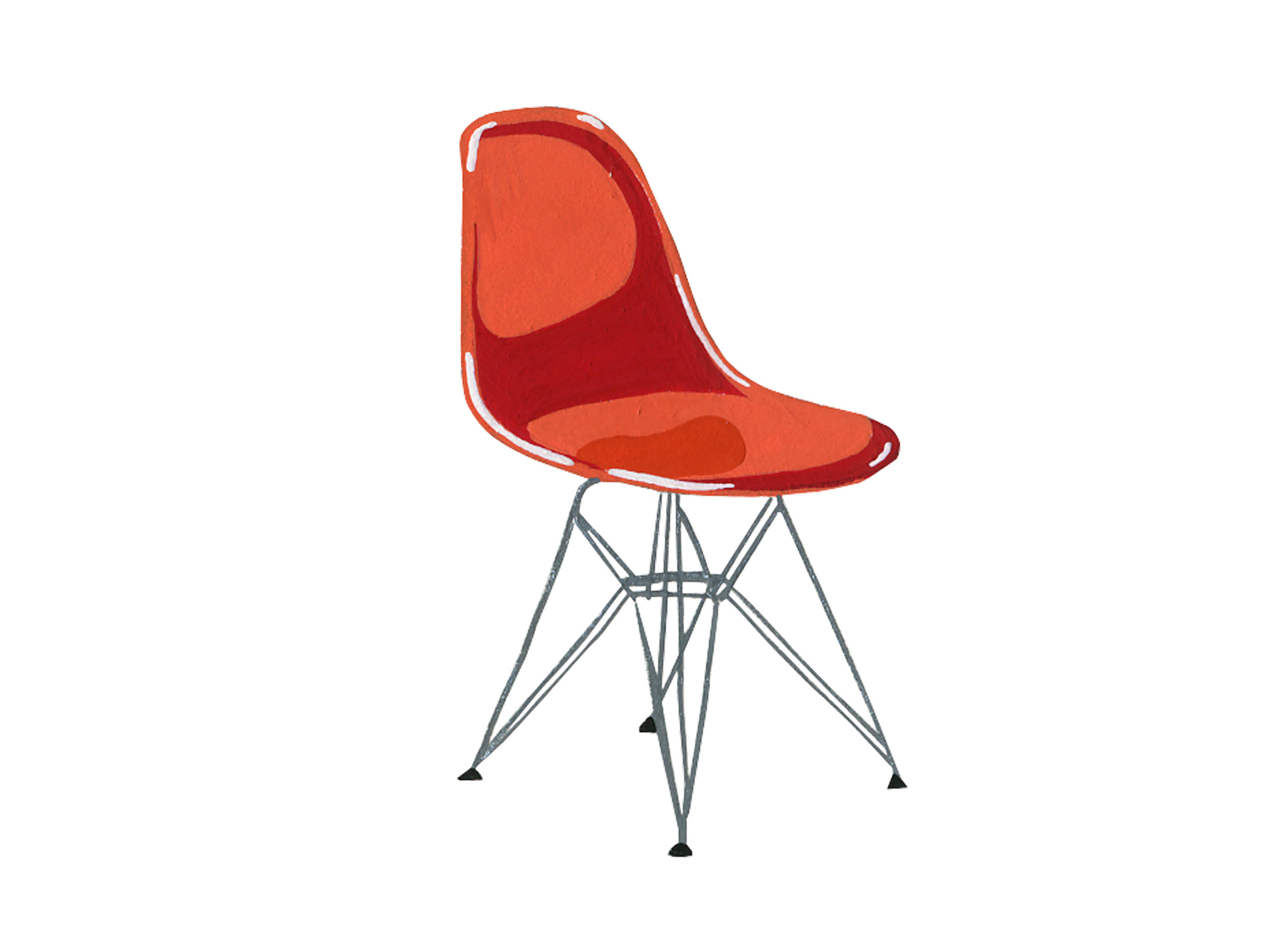 Red Molded Plastic Eames | Mid-Century Chair Series