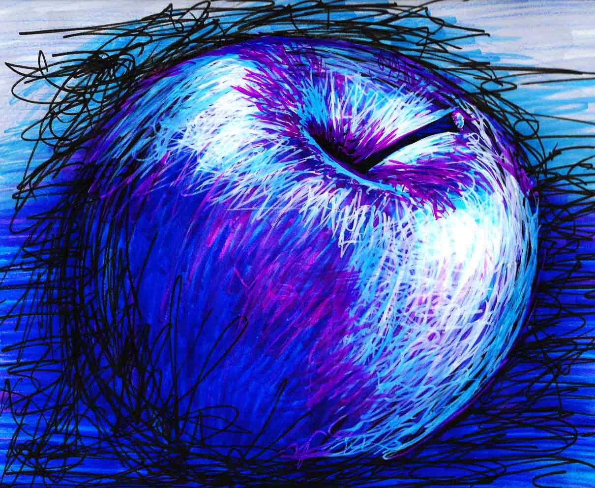 night still life (scribble apple) — ink + marker on paperprints available here. original piece available - contact me.