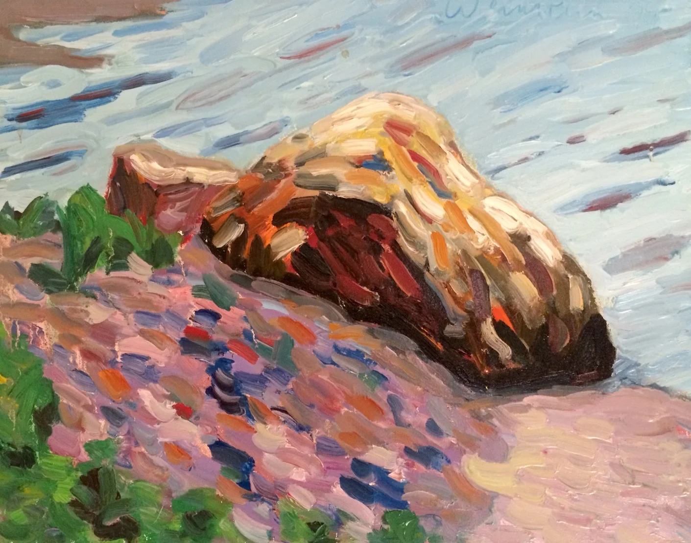   Rock at Stony Brook Harbor   20" X 16" 