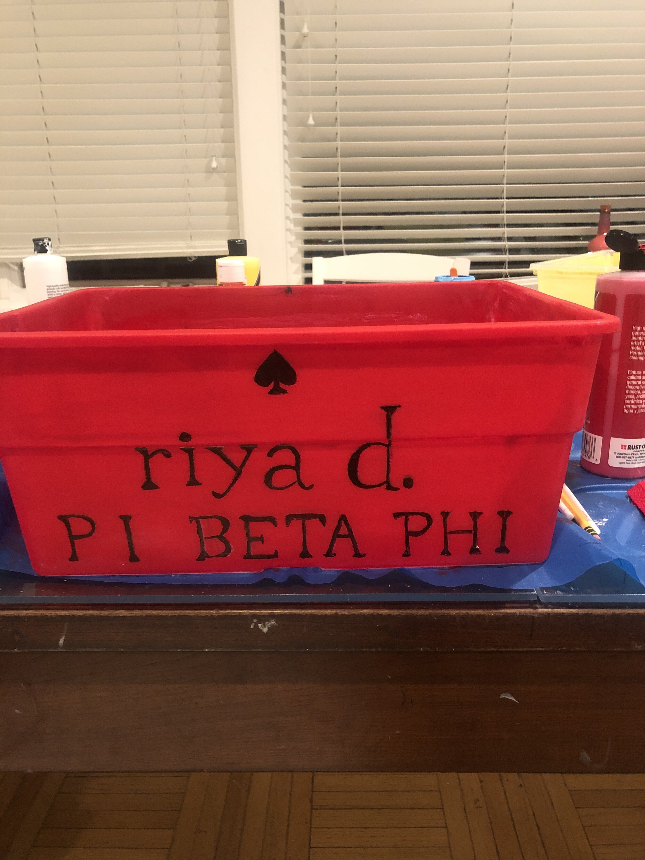 Total Sorority Move  Crafting a puke bucket as a birthday present. TSTC.