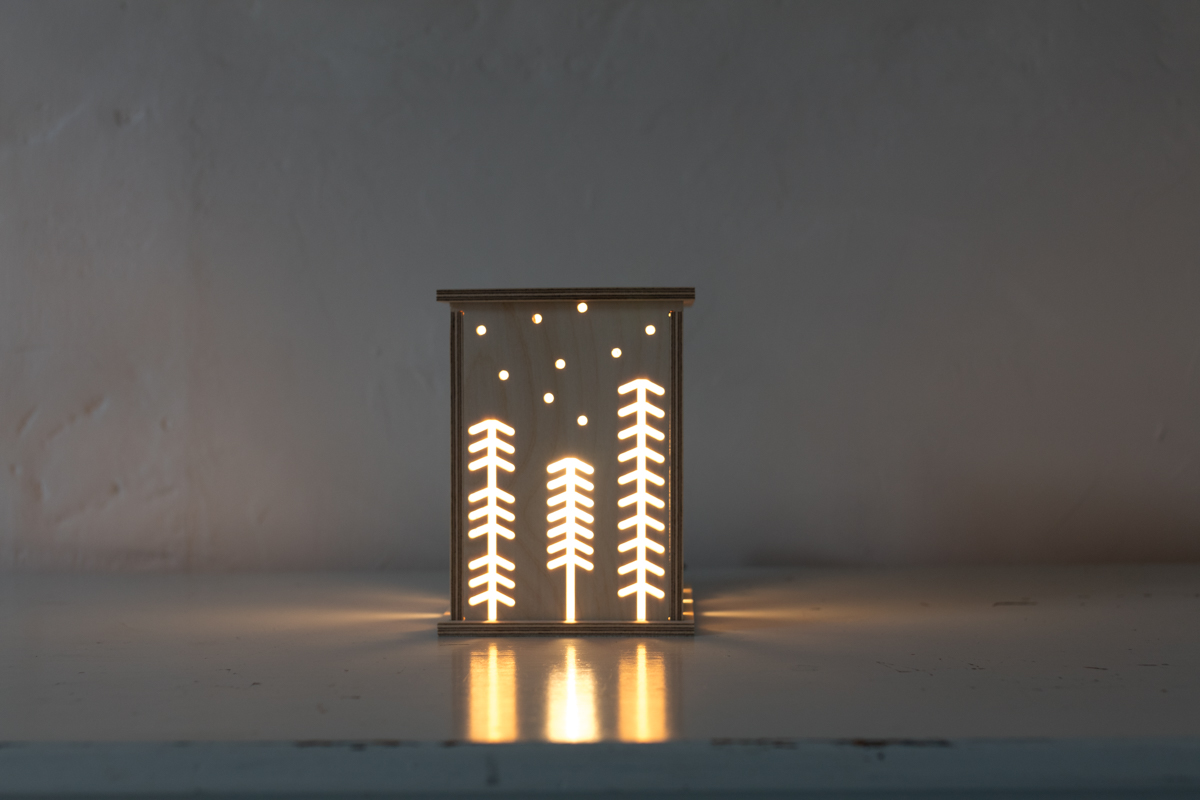 Bright Corner Wooden LED Woodland Light Front On