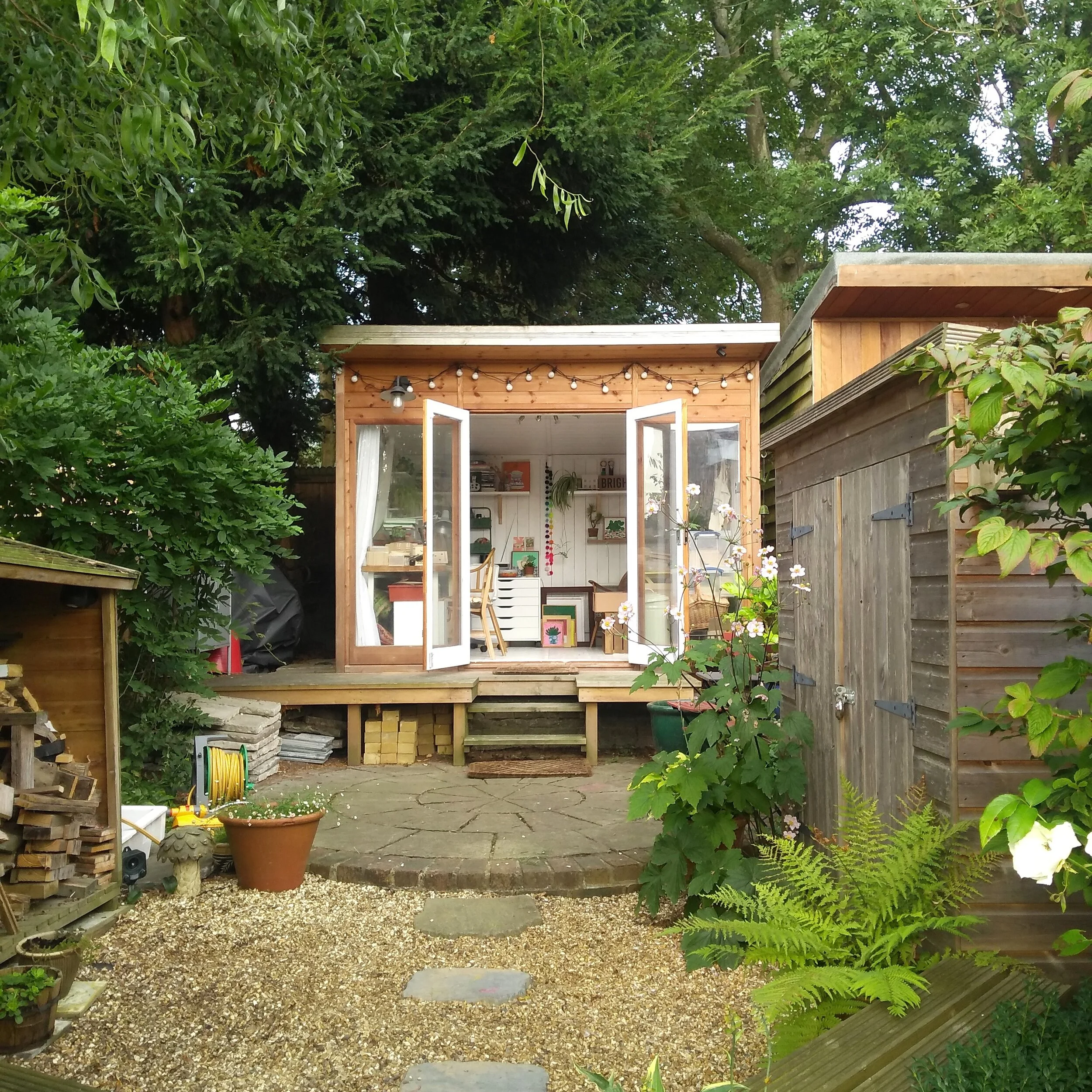 Walking up to my garden studio.