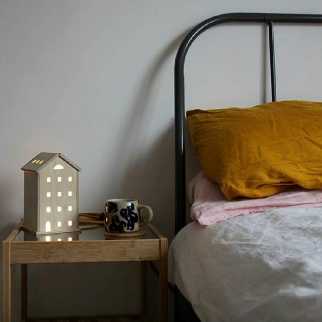 Townhouse wooden light, made UK cosy nightlight kids bedroom