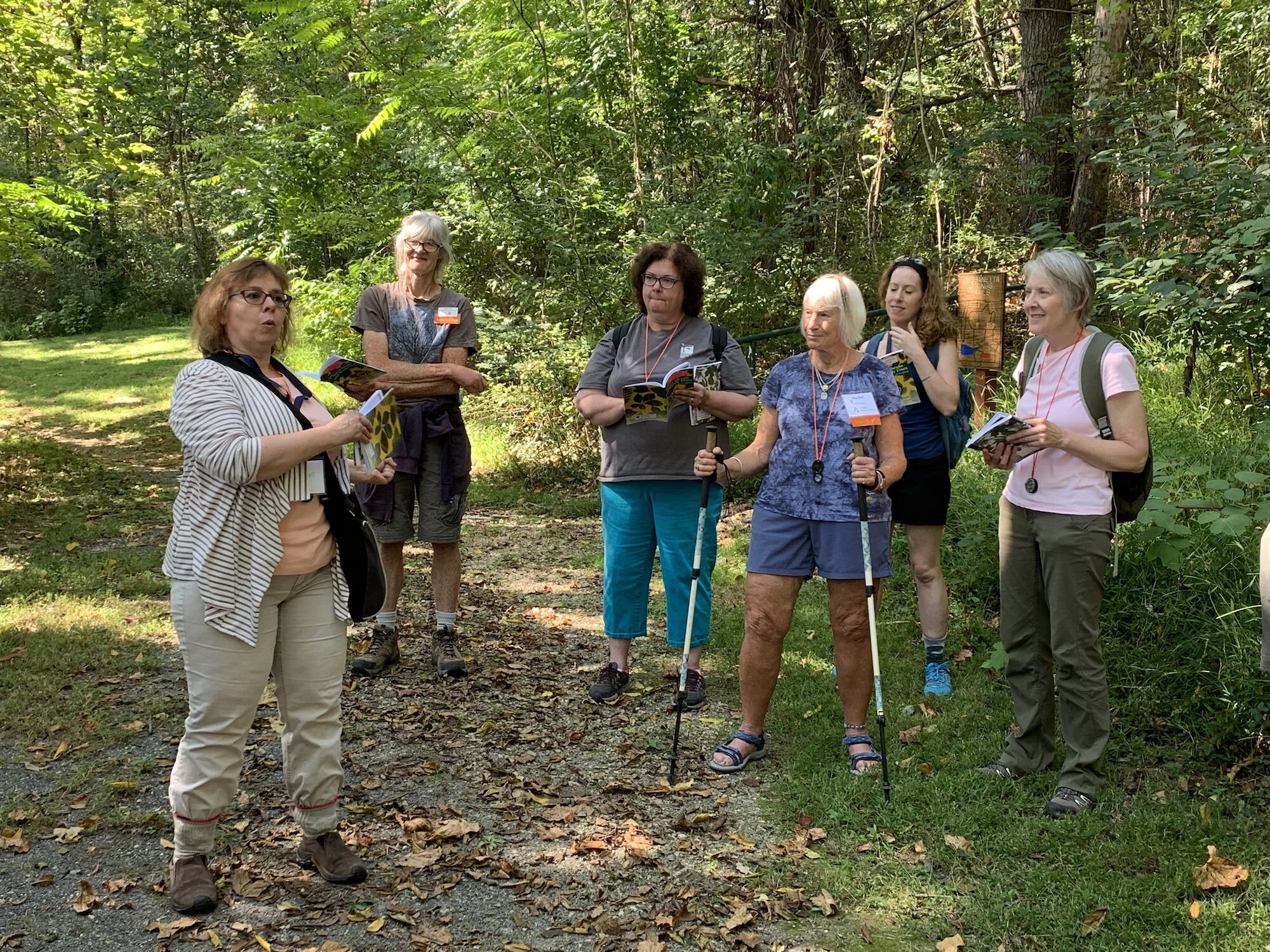 Volunteers honed their woody plant identification skills with Ellen Powell, Conservation Education Coordinator with the Virginia Department of Forestry. (Photo by M. Prysby)