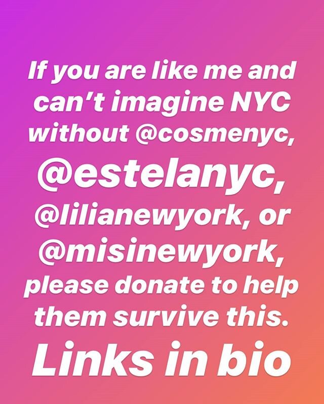 Please consider donating to @misinewyork @cosmenyc @estelanyc and @lilianewyork! Link in bio.