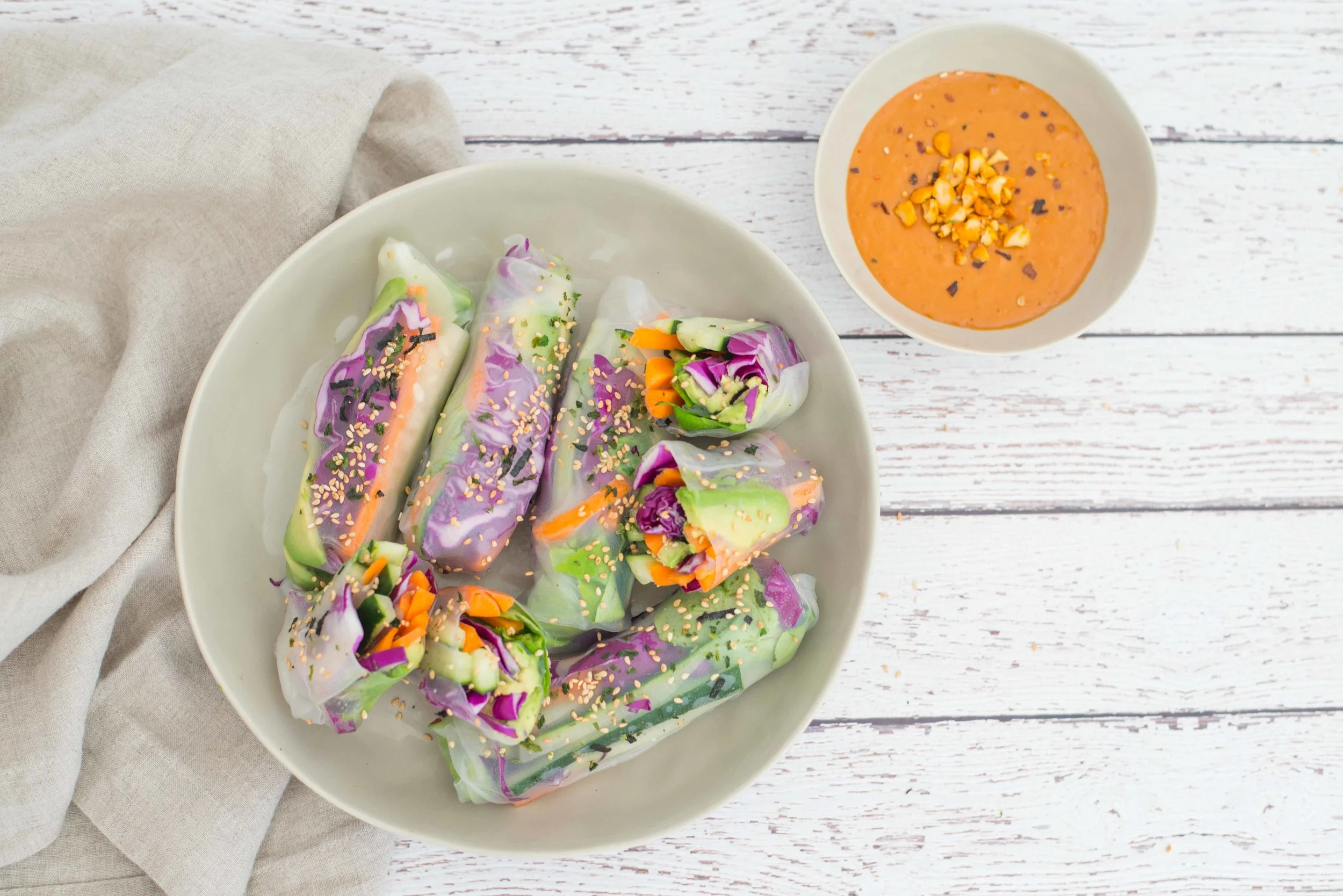 Veggie Spring Rolls with Peanut Sauce
