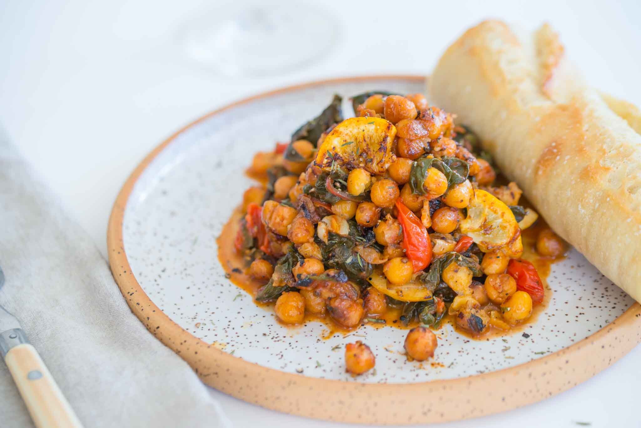 Crispy chickpeas, Lemon, Tomatoes & Chard — Mixed & Measured