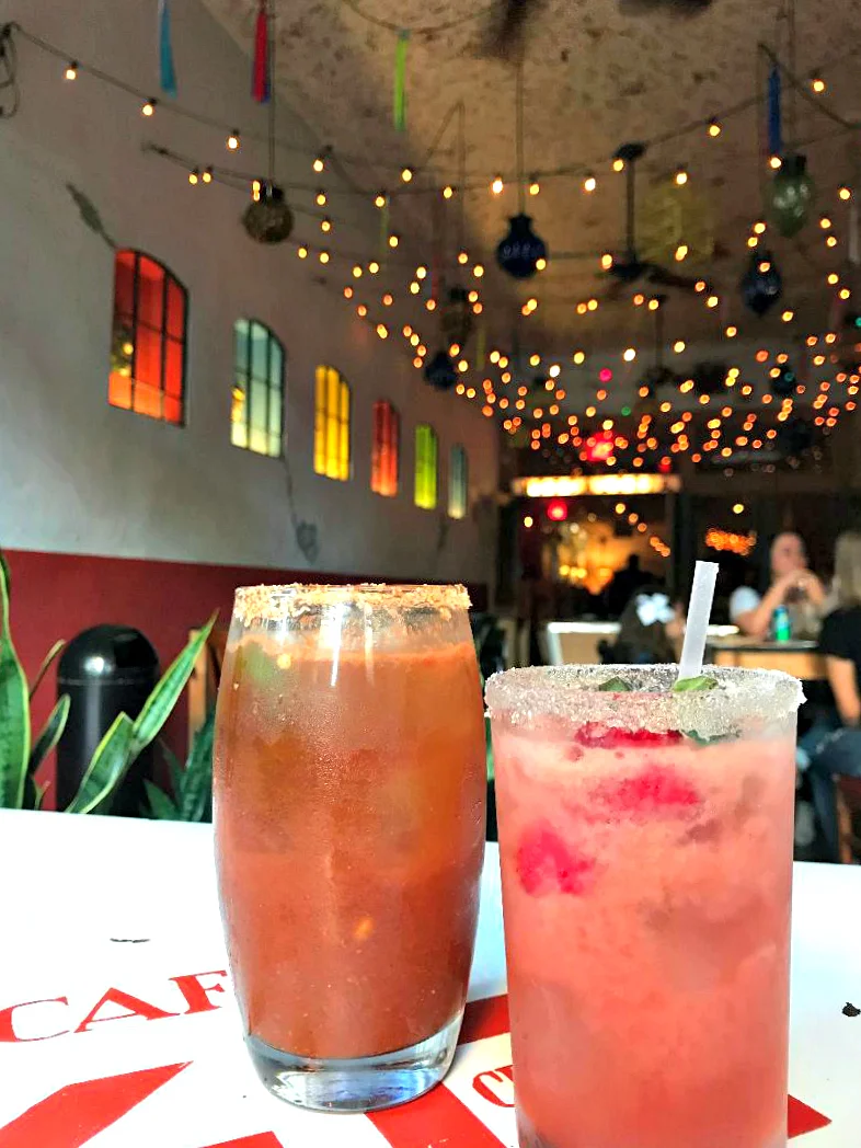 A michelada and strawberry basil margarita at The Pastry War