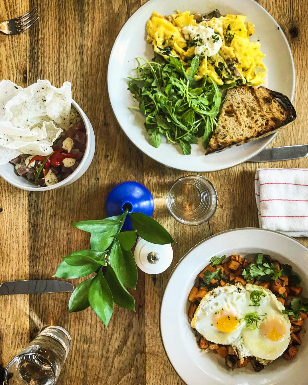 Café No Sé - Café Scramble and Sweet Potato Hash w/Pork Belly &amp; Kimchi