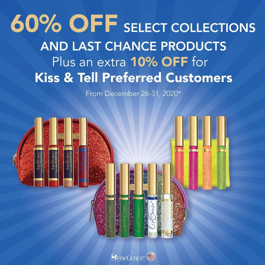 SENEGENCE CLEARANCE SALE ON LIPSENSE, SHADOWSENSE, GLOSS, COLLECTIONS + MORE