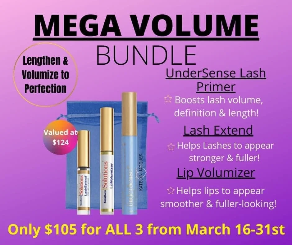 Mega Volume Bundle:  UnderSense Lash Primer, LashExtend, LipVolumizer