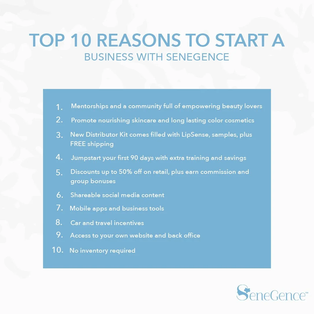 Senegence New Distributor Enrollment Waived - Start Your Business in ...
