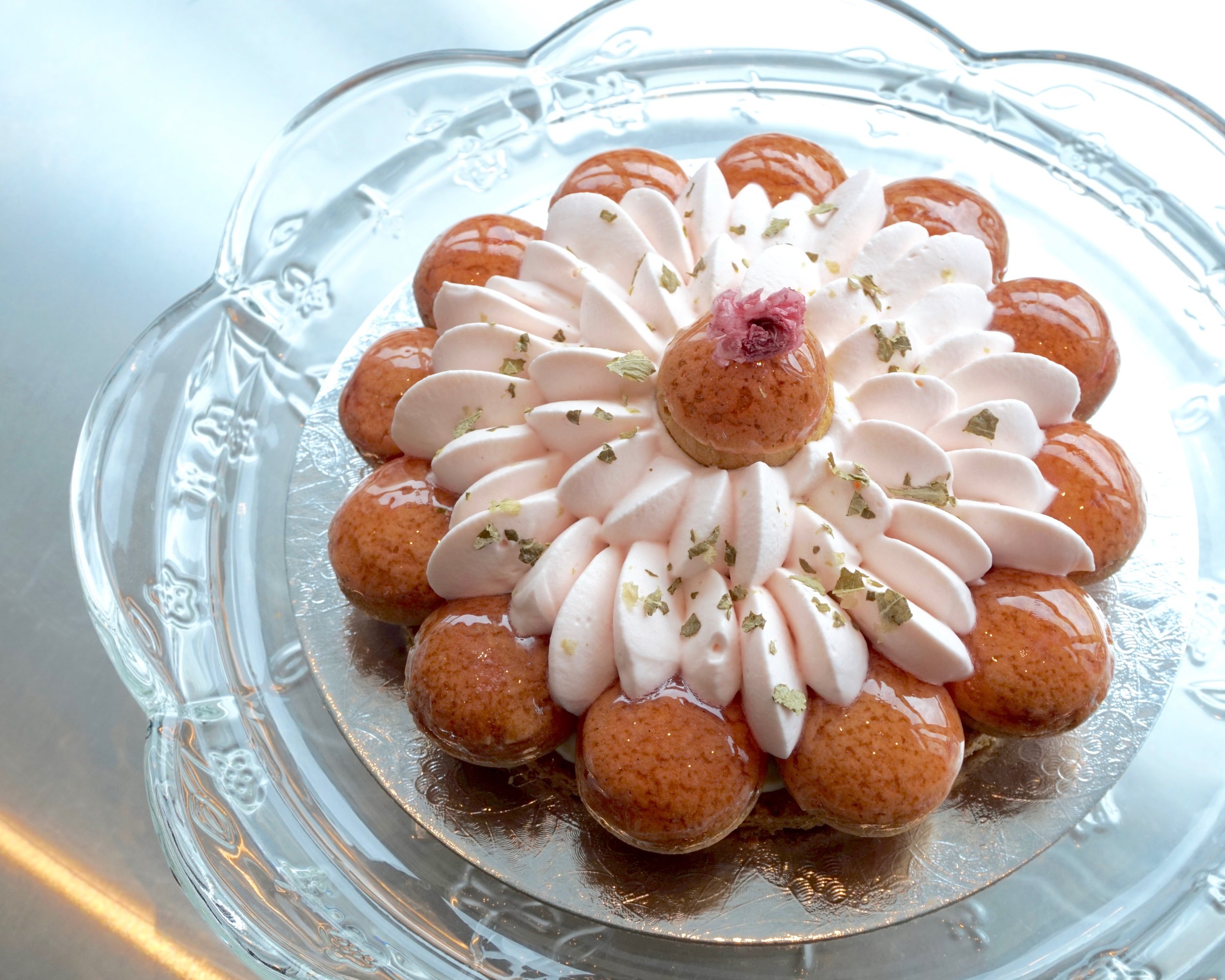 Sakura saint honore cake made by Gusta Cooking Studio