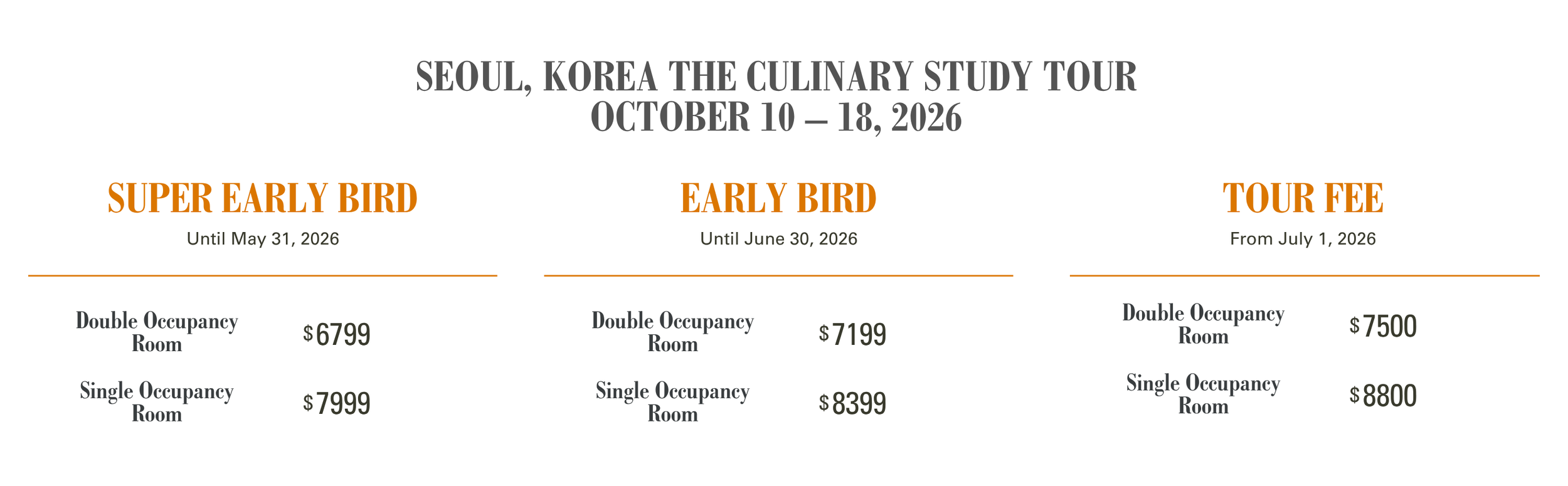 Tour fee for Gusta Seoul Culinary Tour 2026