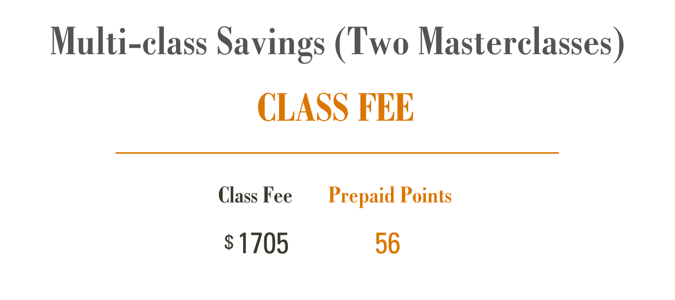 Class fee for taking multiple masterclasses for Michael Kwan's Toronto classes at Gusta Cooking Studio