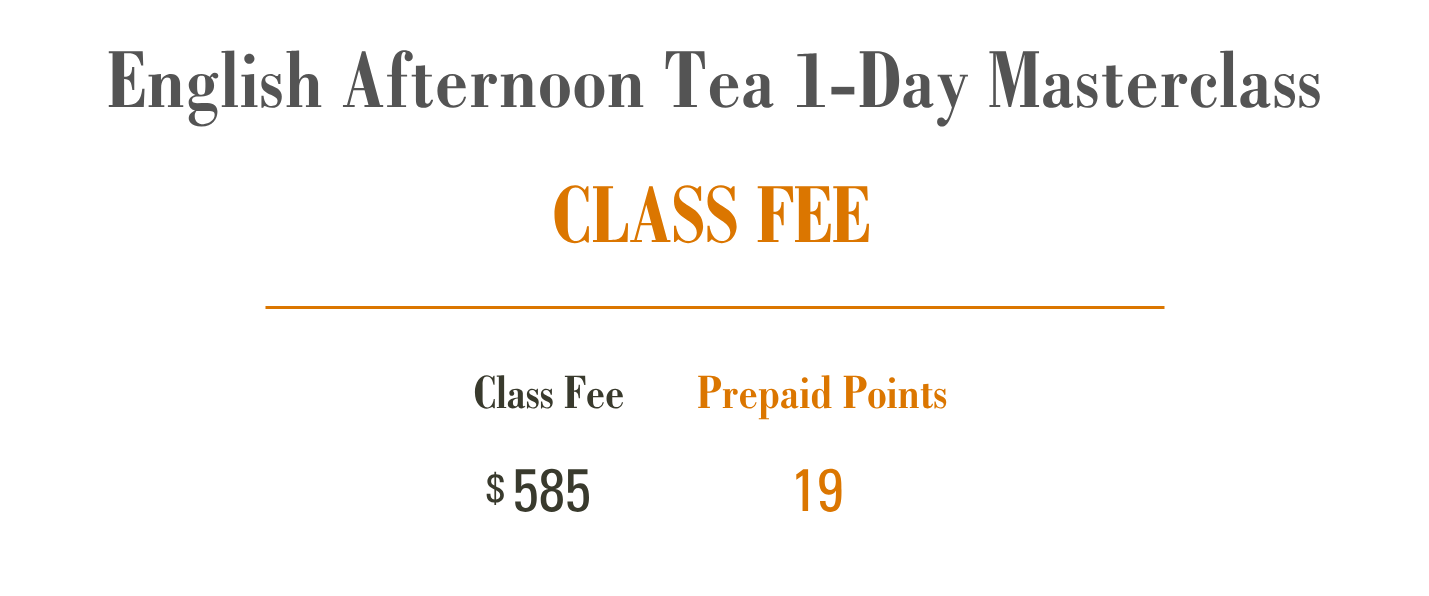 Class fee for Michael Kwan English Afternoon Tea in Toronto