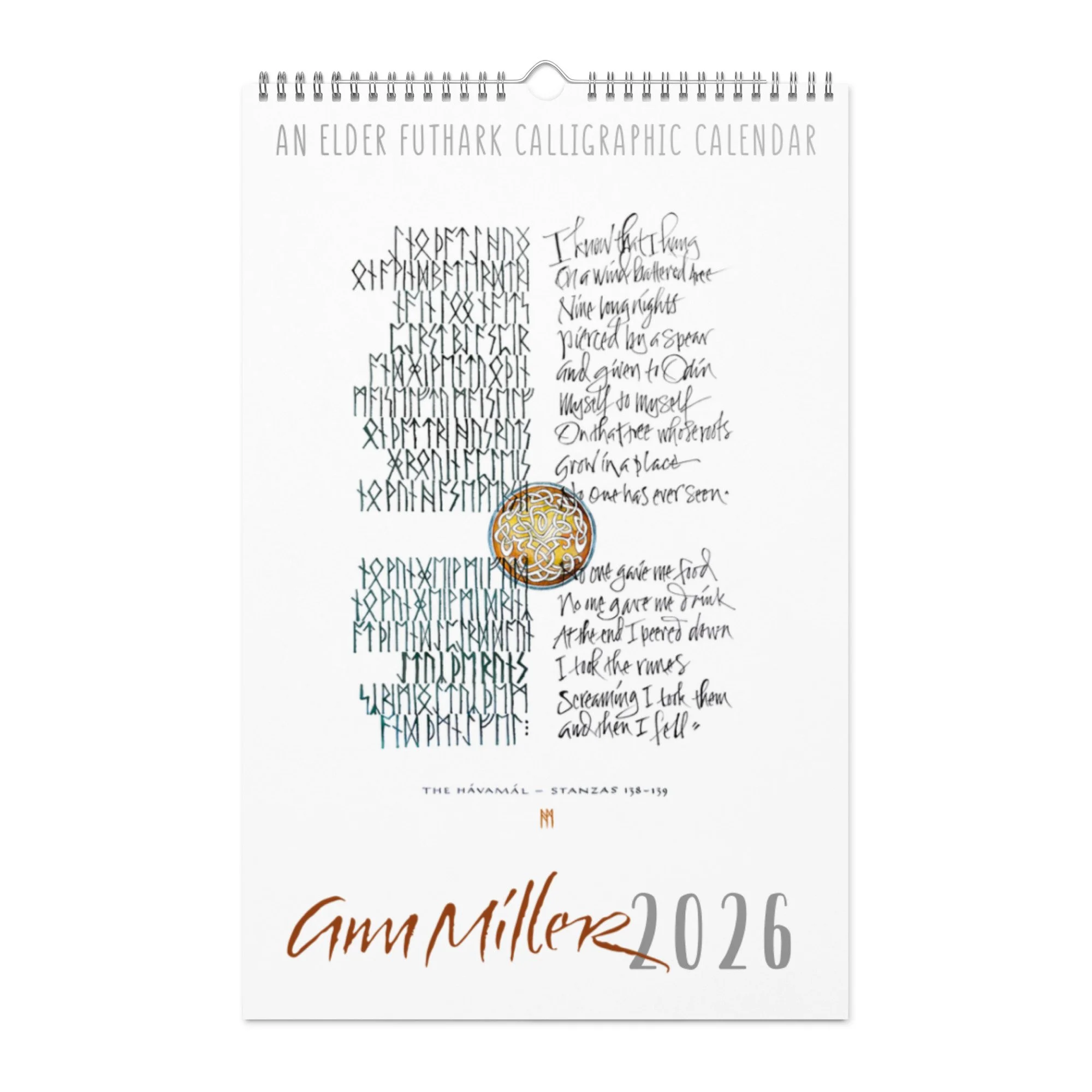Norse Runes II - Calligraphic Wall calendar (2026) — Ann Miller