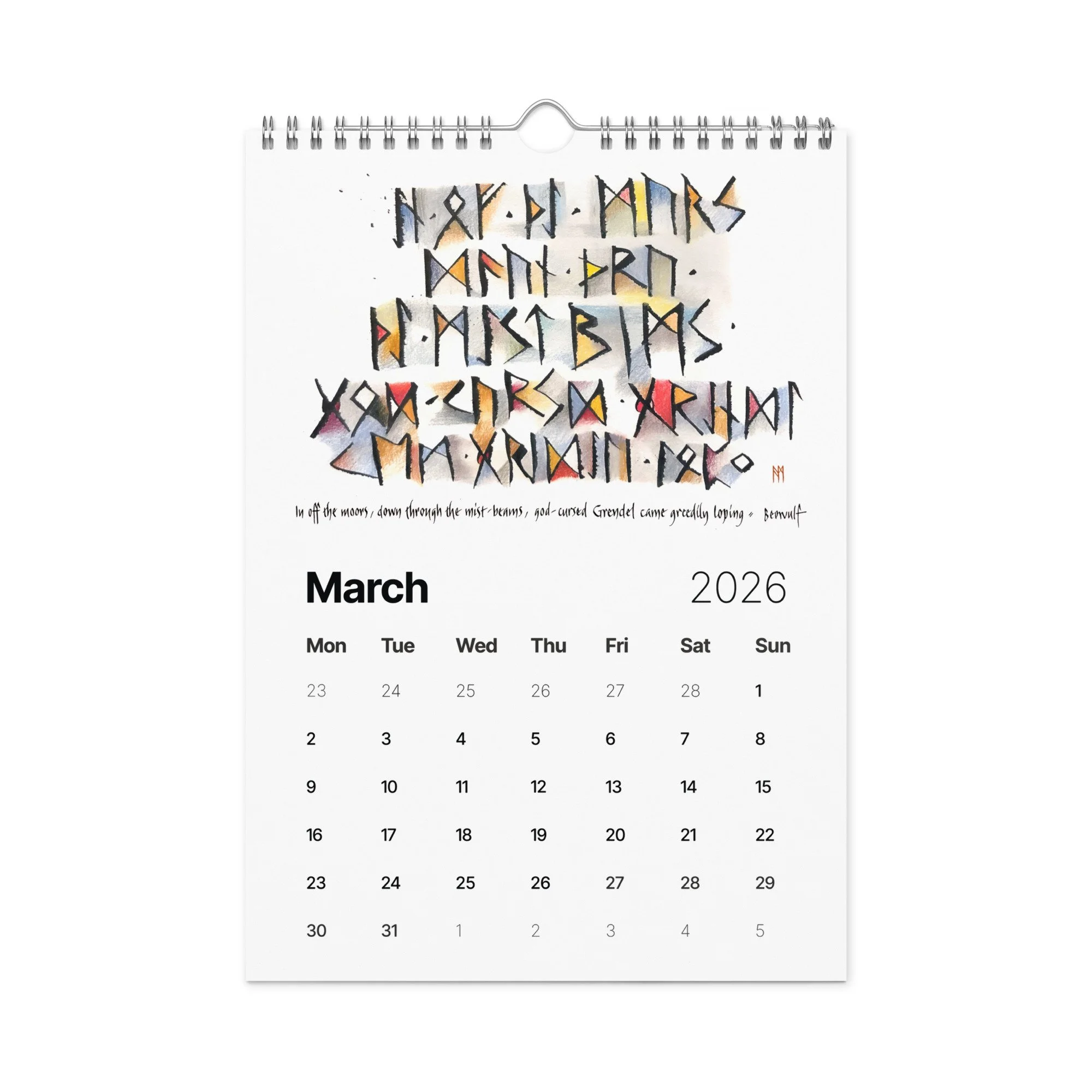Norse Runes II - Calligraphic Wall calendar (2026) — Ann Miller