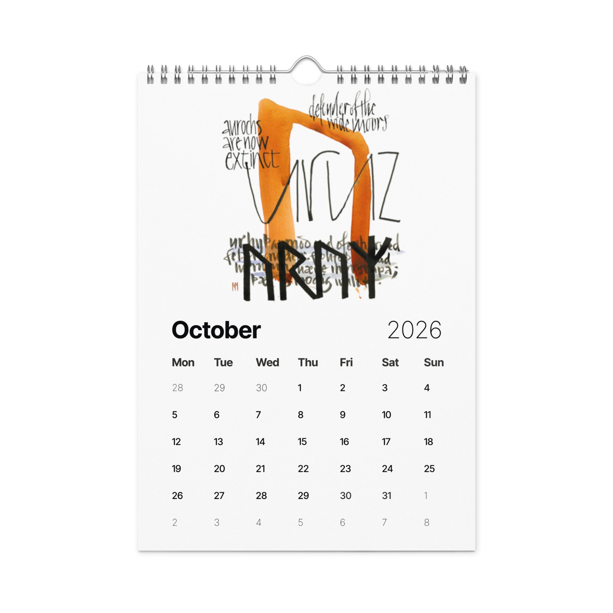 Norse Runes II - Calligraphic Wall calendar (2026) — Ann Miller