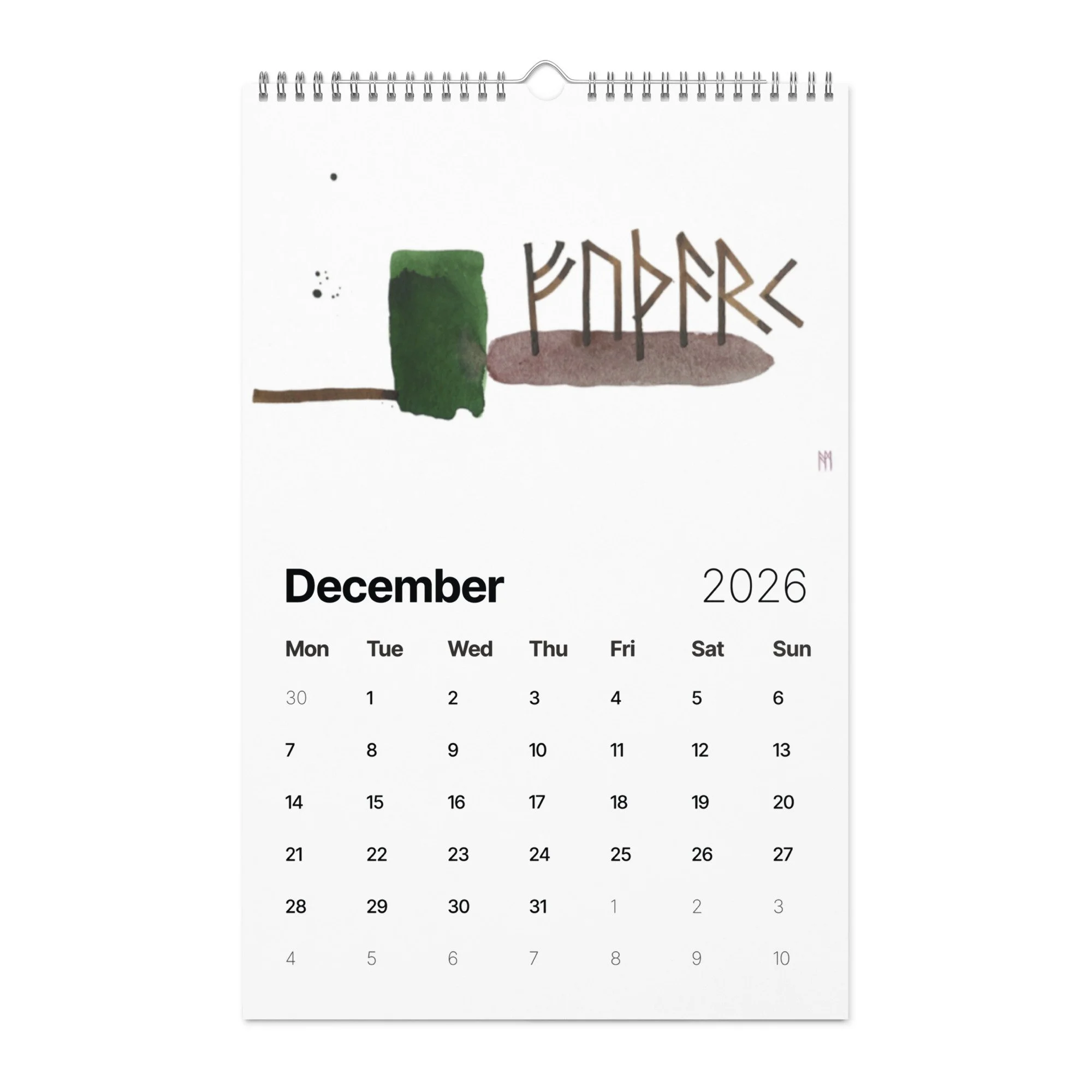 Norse Runes II - Calligraphic Wall calendar (2026) — Ann Miller