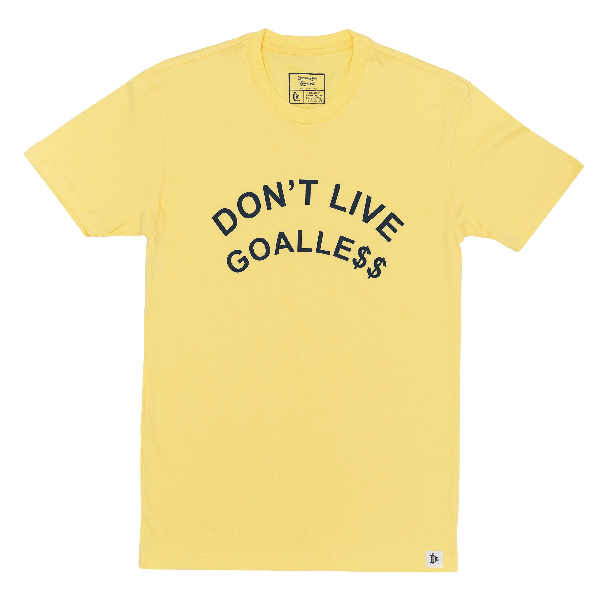 Don't Live Goalle$$ T-Shirt - Yellow/ Navy