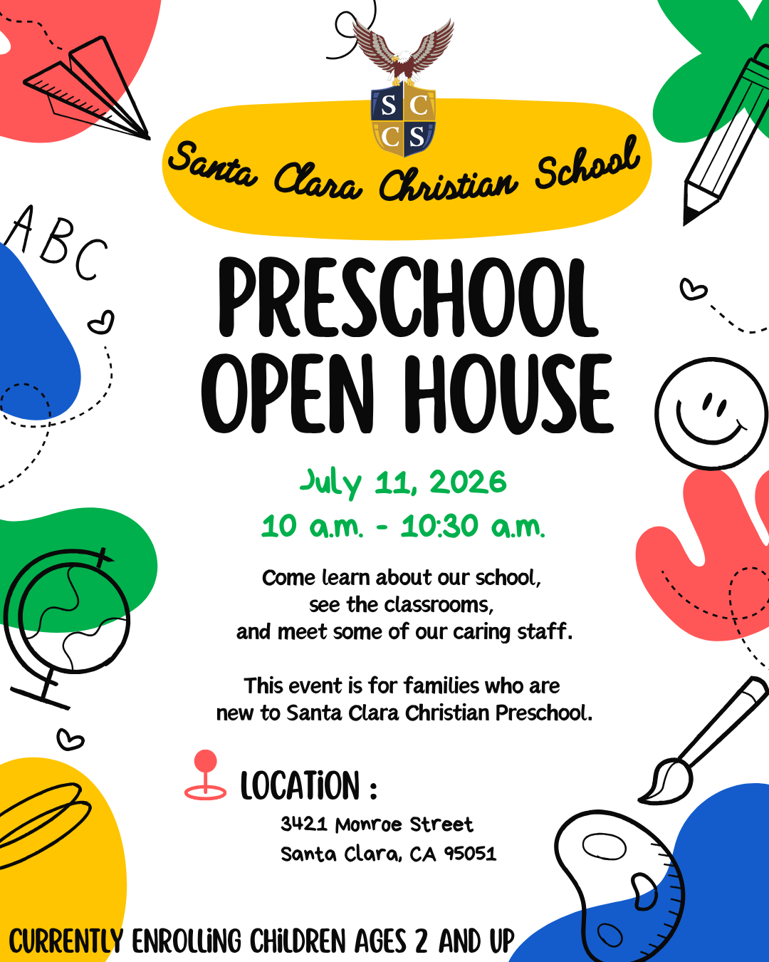 SCCS Preschool Open House. July 11, 2026, 10-10:30am