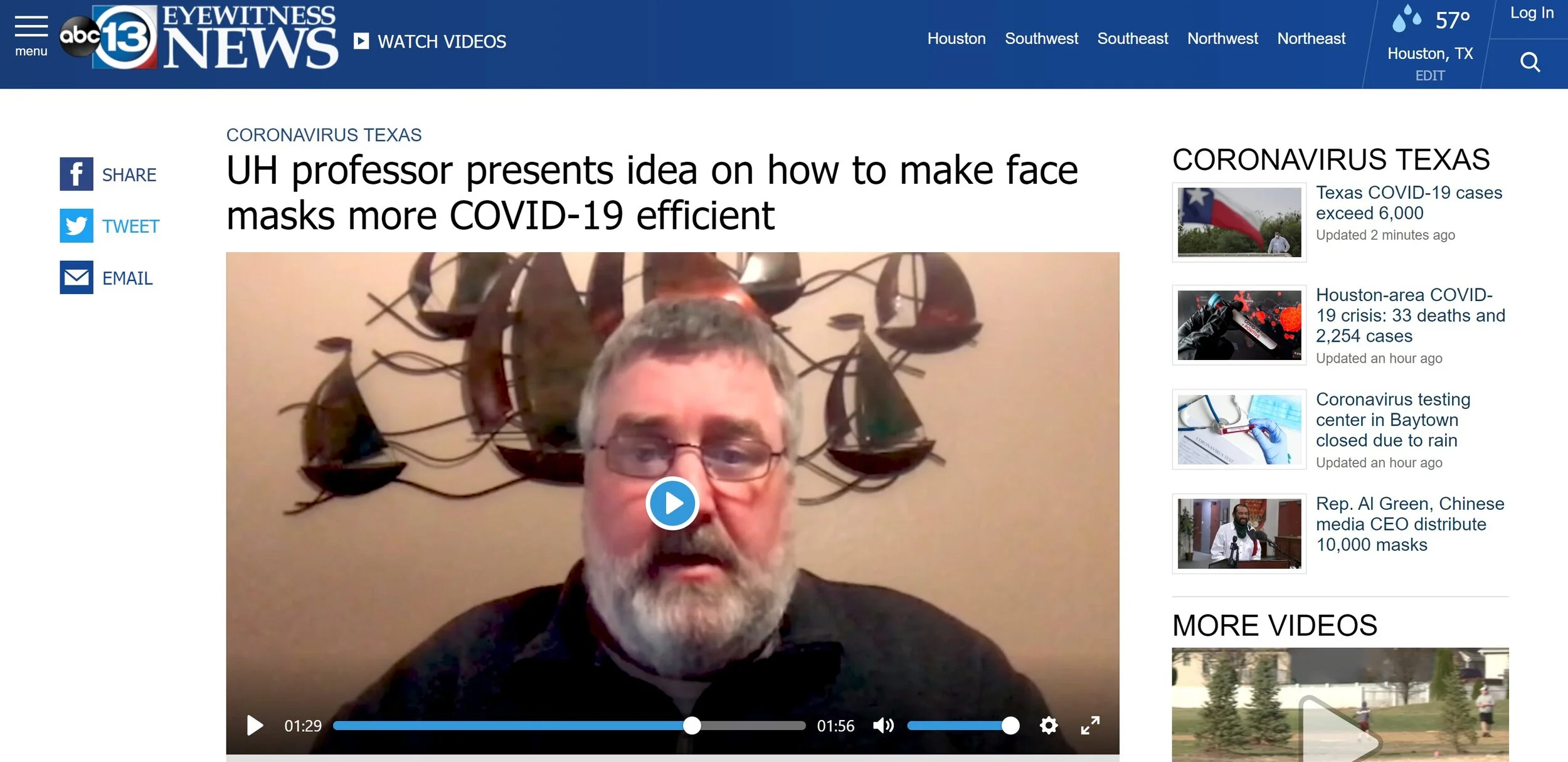 UH professor presents idea on how to make face masks more COVID-19 efficient