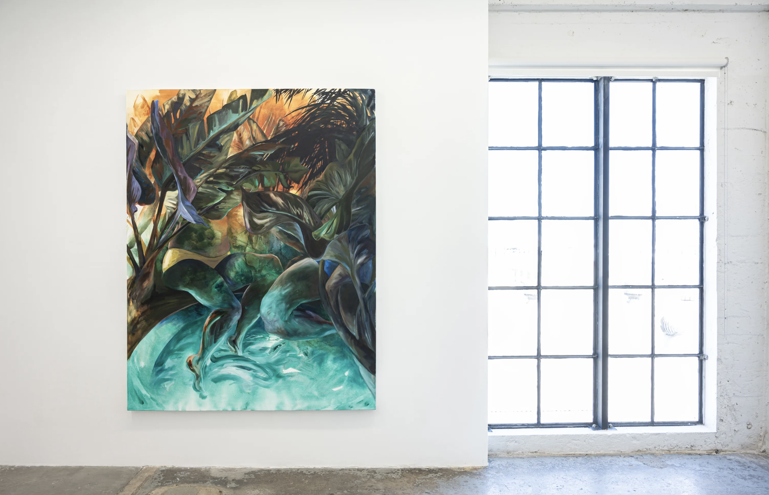 Virginia Broersma's painting, "Turn On, Tune In, and Drop Out", exhibited at Wilding Cran Gallery, Los Angeles, CA