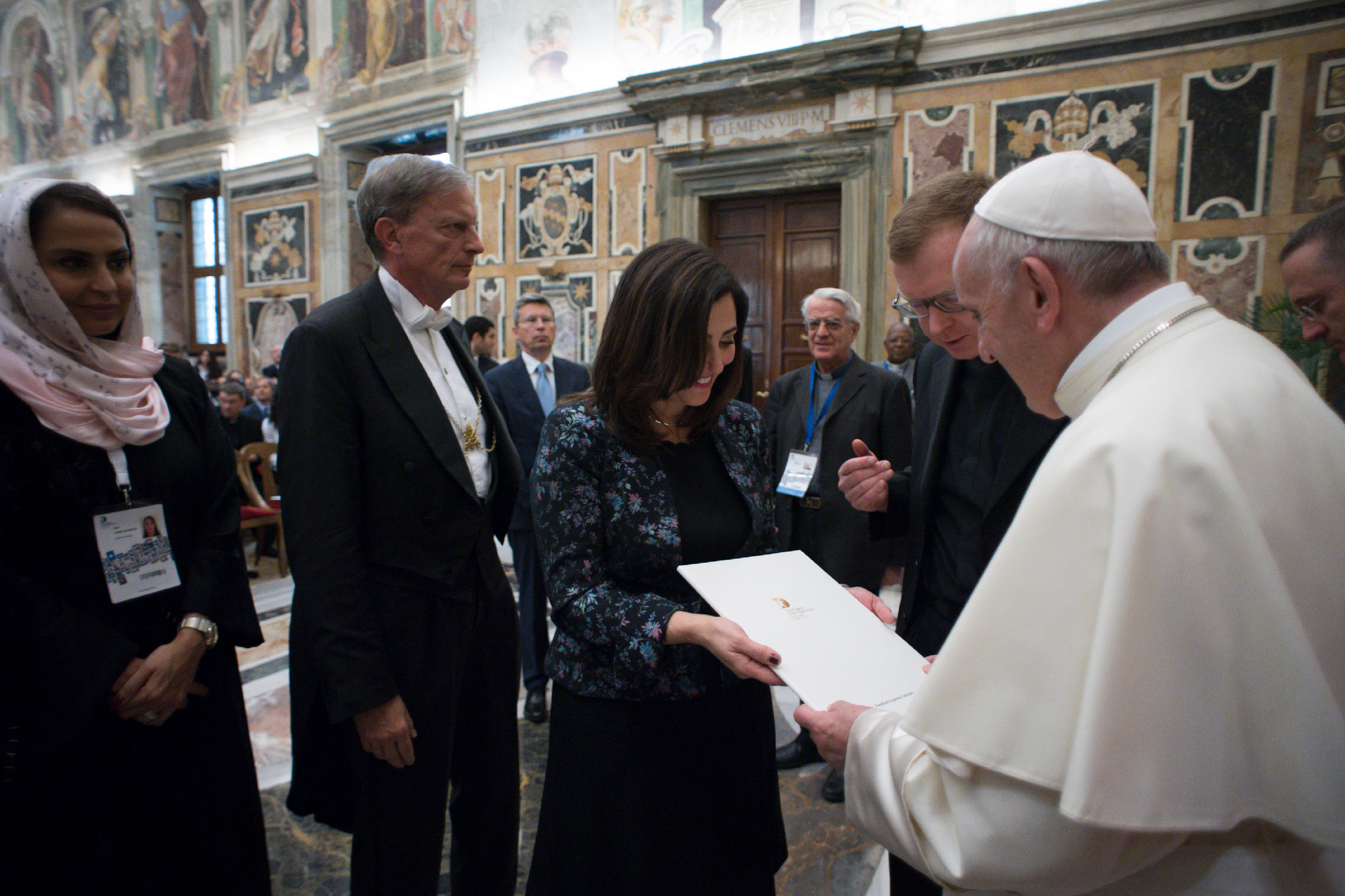 Baroness Joanna Shields and Pope Francis with Major Dana UAE.jpg
