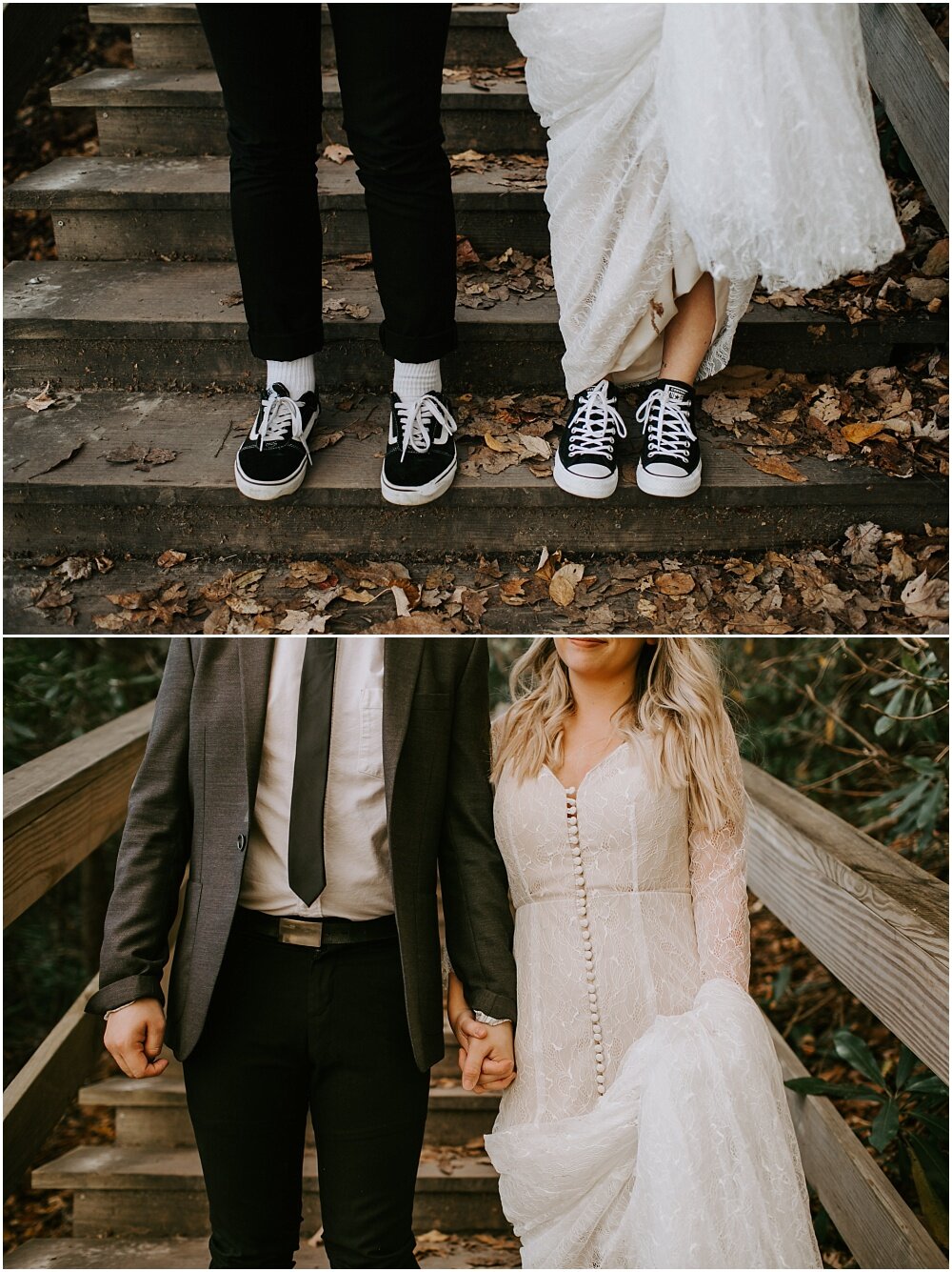 Bride and grooms shoes and wedding day outfits.