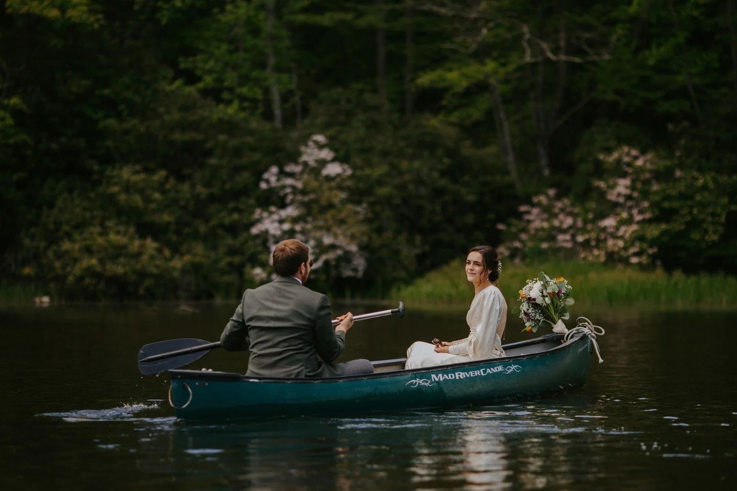 Would you get in a canoe in your wedding clothes?!

Things you can do in your wedding clothes:

-Hike
-Go horse back riding
-Picnic 
-Explore a waterfall
-Take a scenic helicopter tour
-Go sailing
-Hike a glacier
-Frolic in a meadow
-Go jeeping
-Enjo