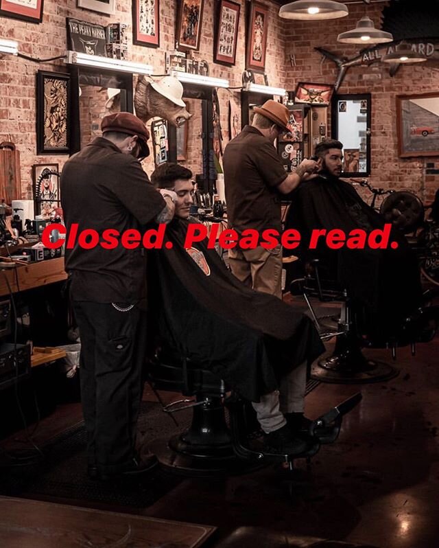 Hey everyone. I&rsquo;m still at the shop and I&rsquo;ve been calling every scheduled customer to let them know that as of right now, we feel like the right thing to do is close @truenorthbarbershop temporarily. It&rsquo;s been gut wrenching, and I&r