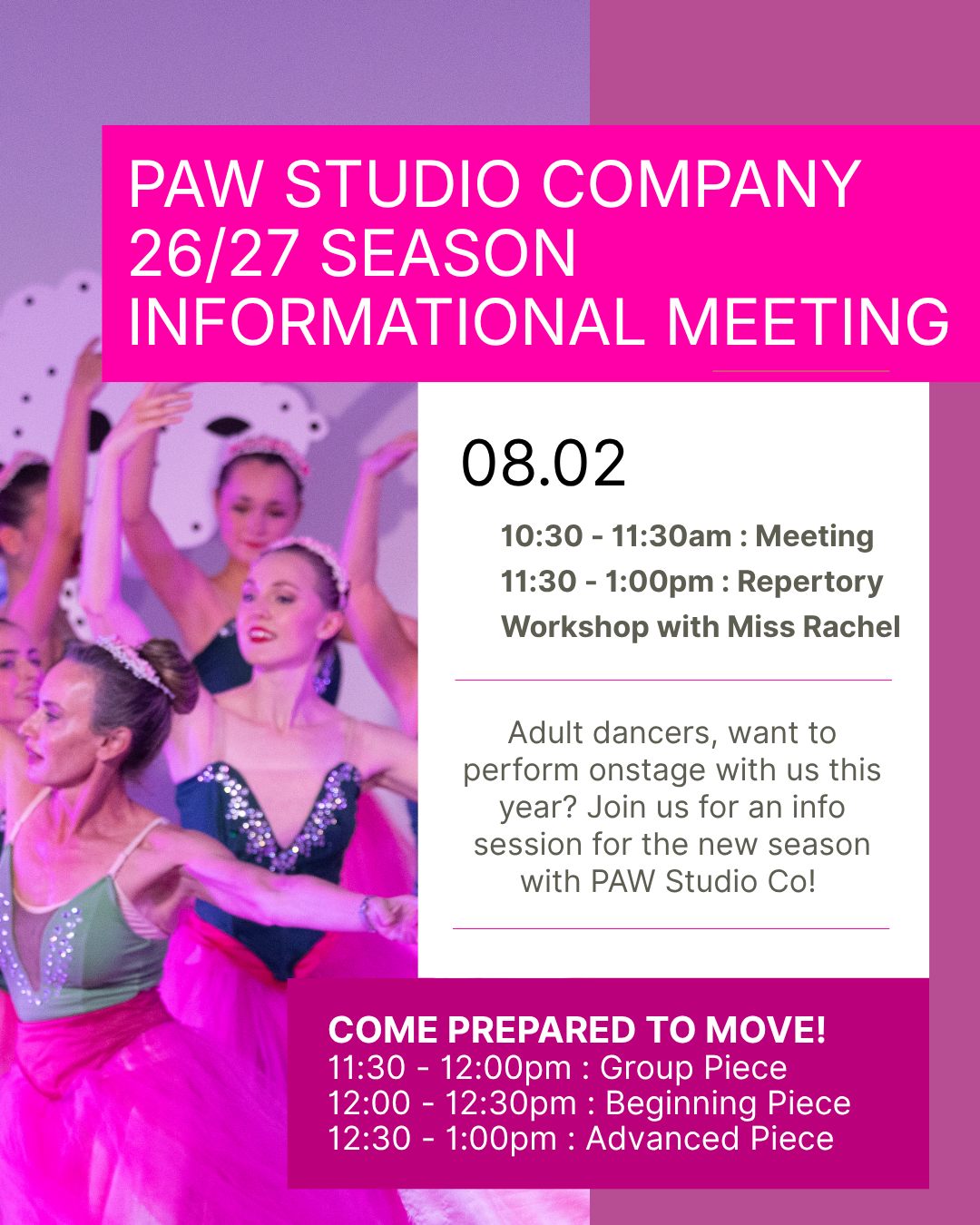 PAW Studio Co Informational Meeting and Repertory Workshop