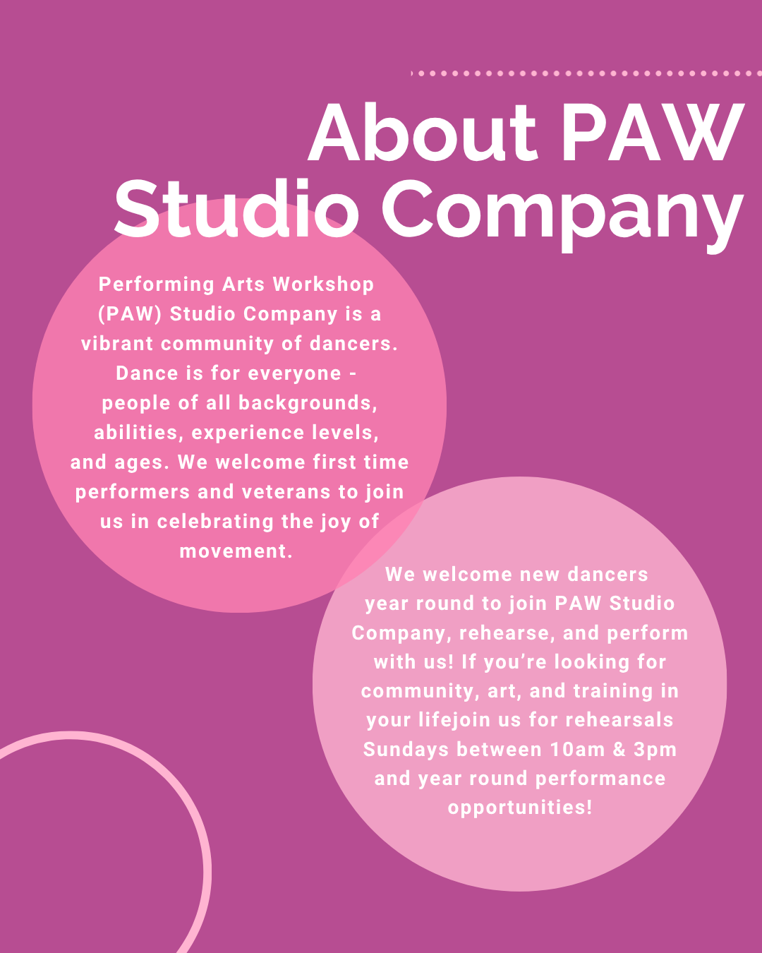 PAW Studio Company - Fall Registration