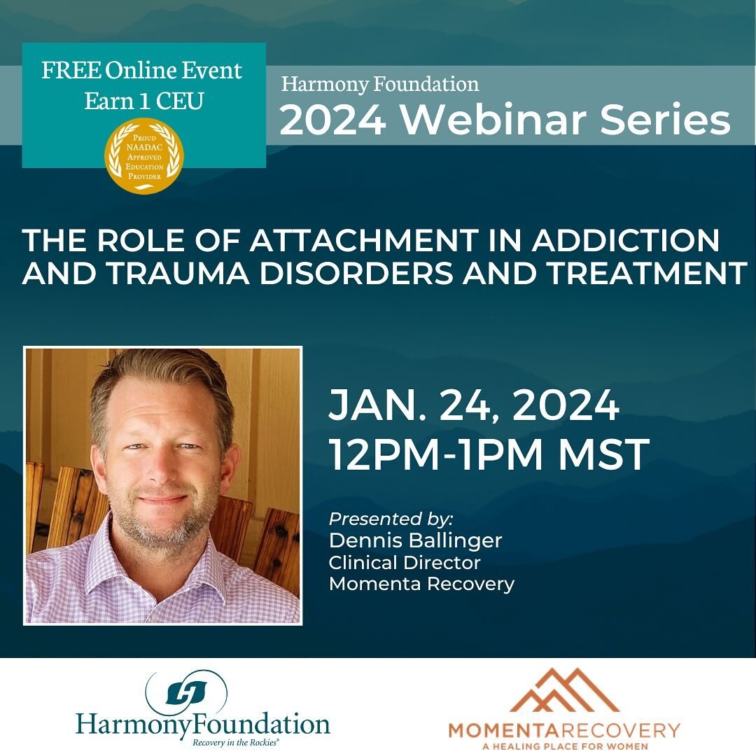 Please join us and @hfrecovery for our Clinical Director, Dennis Ballinger to speak on &ldquo;the Role of Attachment in Addiction and Trauma Disorders and Treatment.&rdquo;
Registration link: https://us06web.zoom.us/webinar/register/WN_jyKMwAIoSvy698