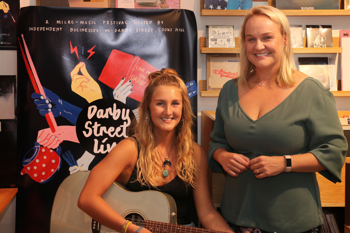 Lord Mayor Nuatali Nelmes with Newcastle musician Paris Grace