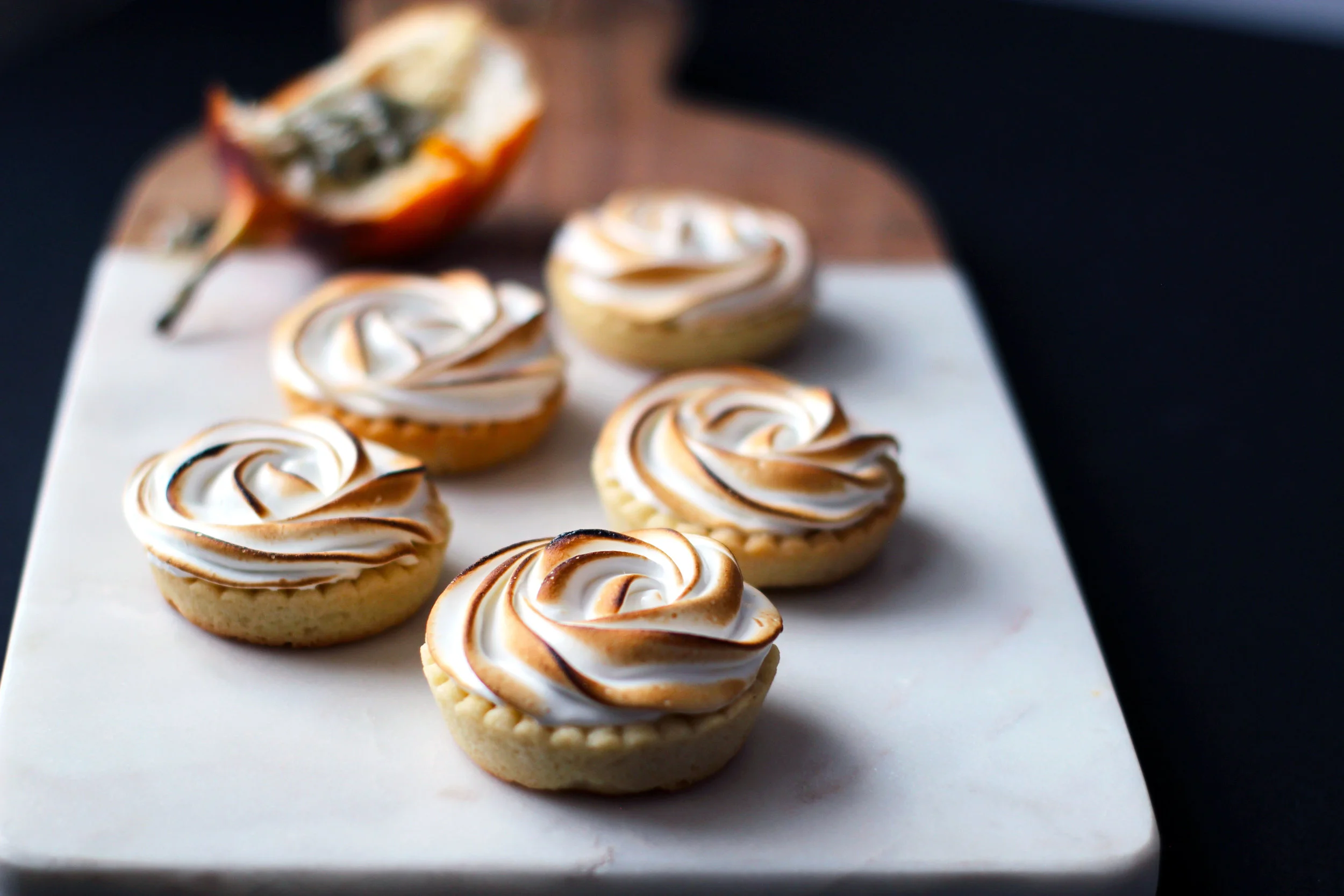 Passion fuit meringue tarts