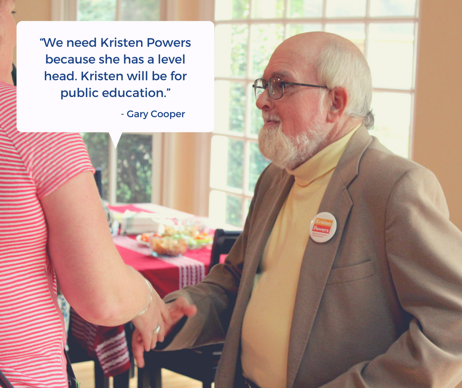 Caption: Gary Cooper wears a Kristen Power's campaign pin.