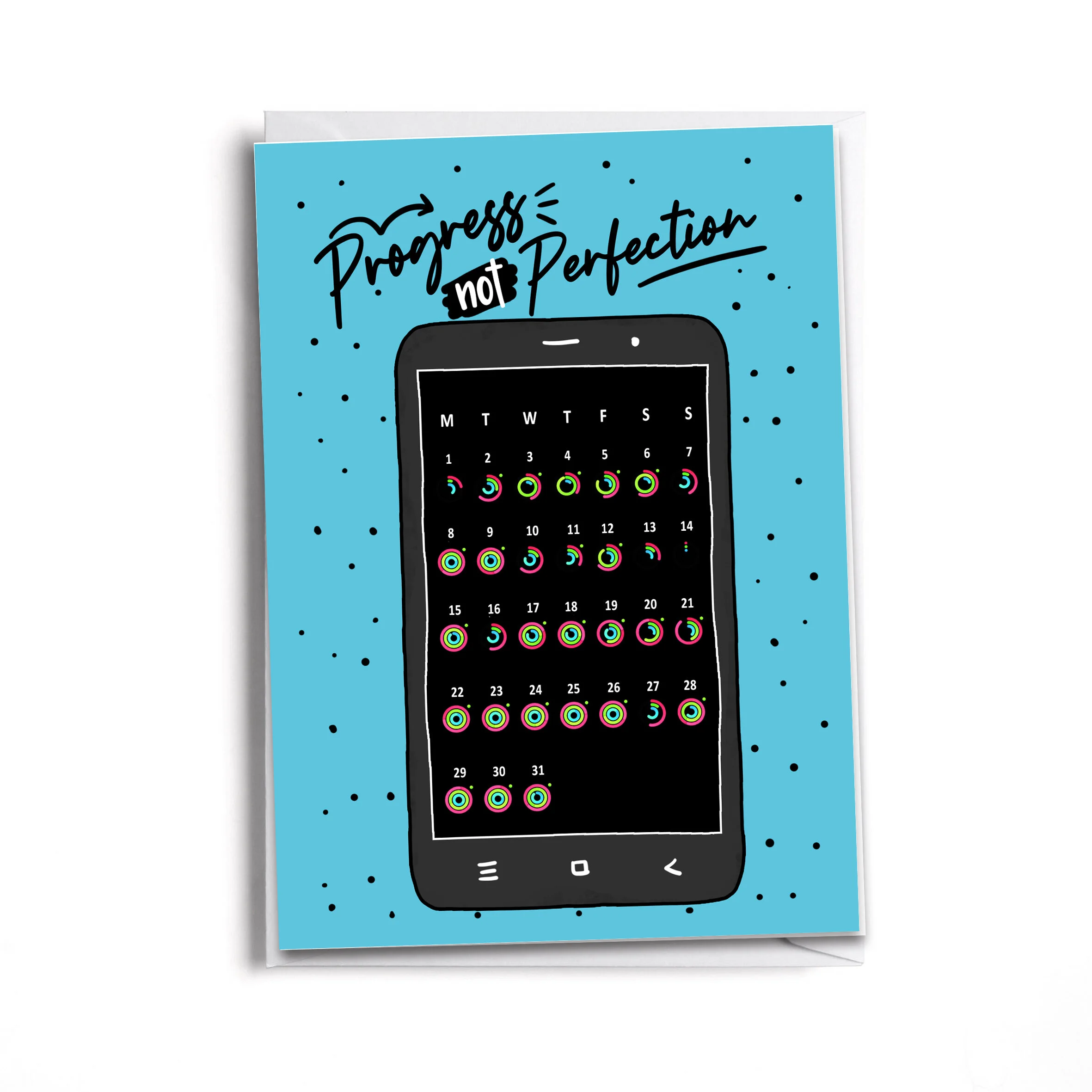 Progress Not Perfection Card - Apple Activity Rings Inspired