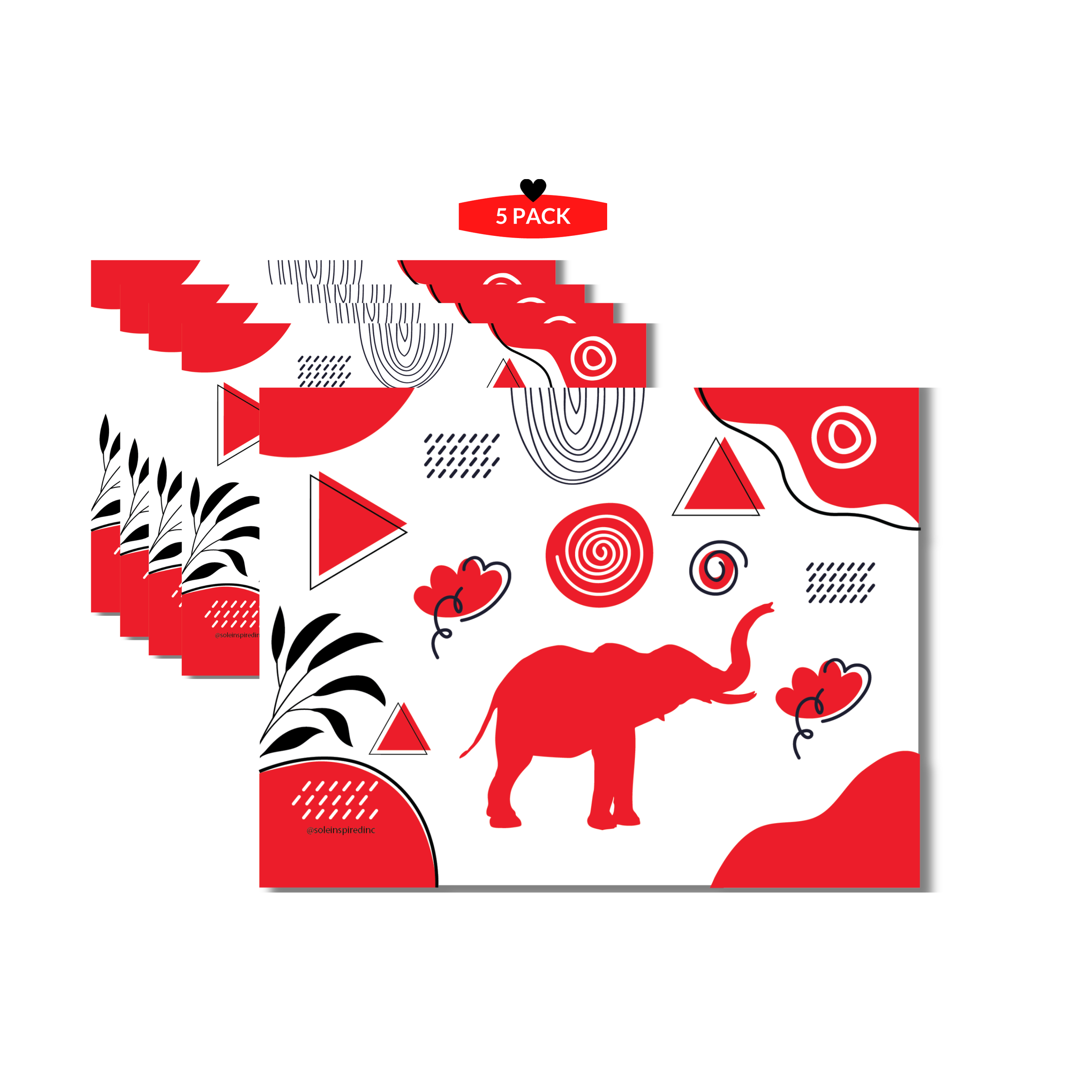 Red and White Elephant Flat Cards notecards | Delta Sigma Theta Inspired