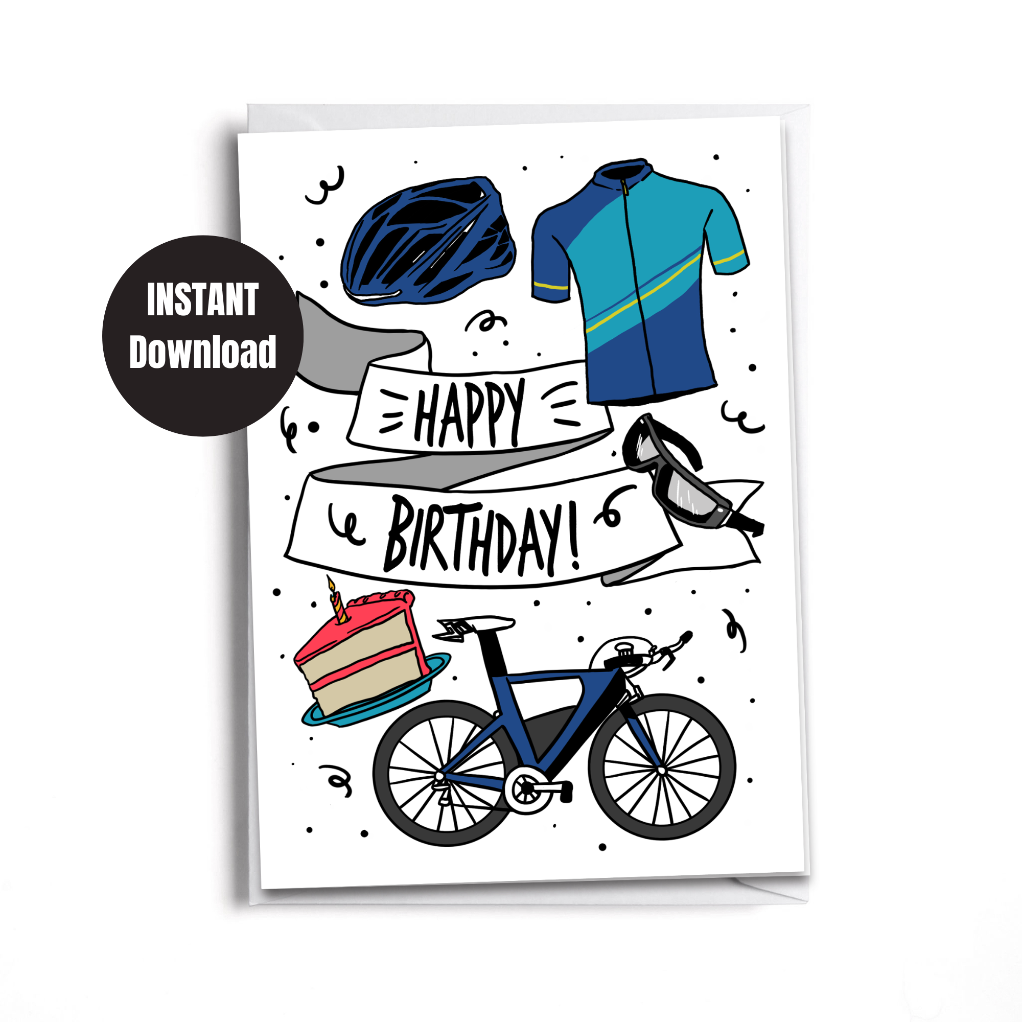 Birthday Card for Male Cyclist  Printable | Instant Download